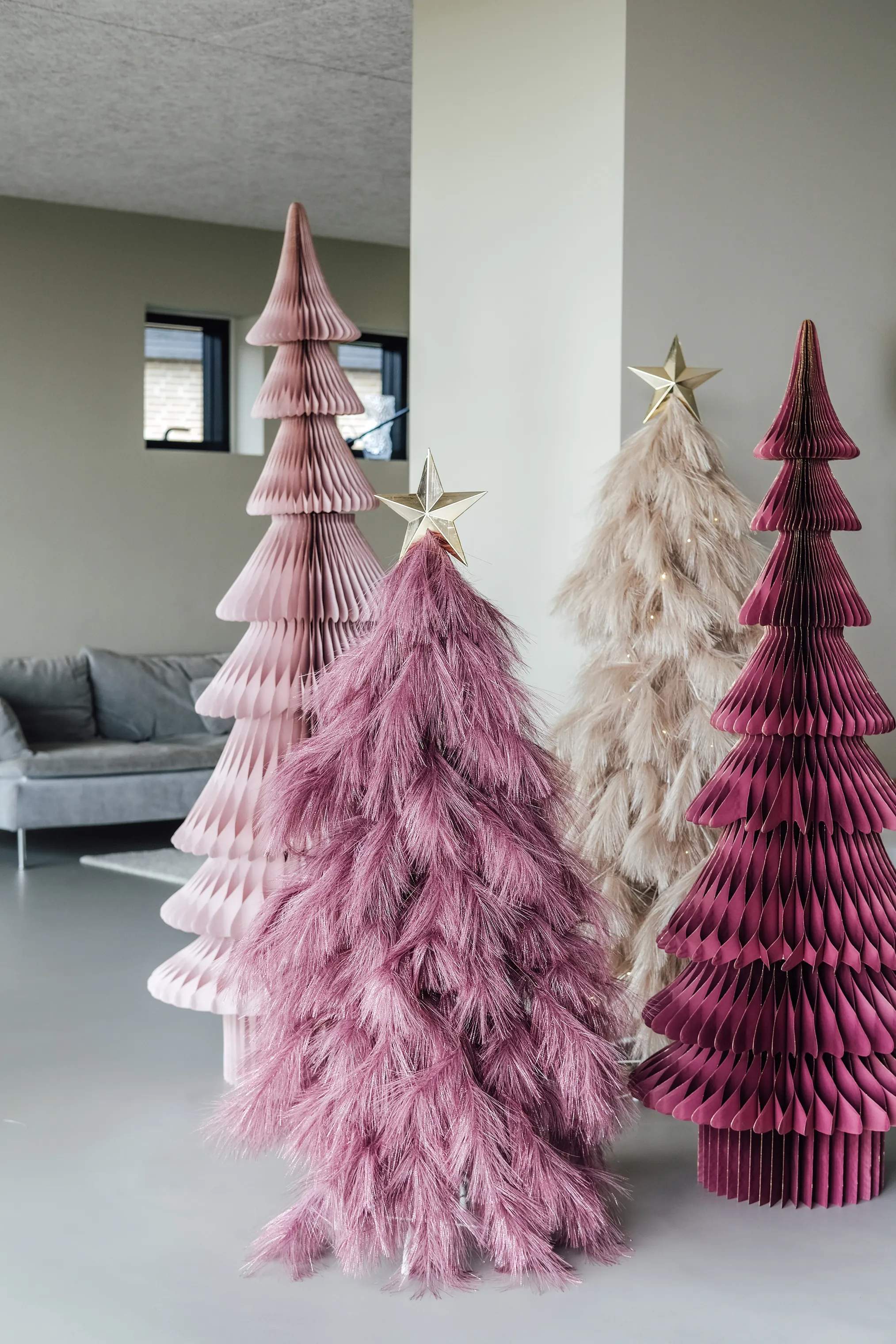 Casa Christmas Juletræer Papir Juletræ i Rosa, H180 x Ø70 cm, 4