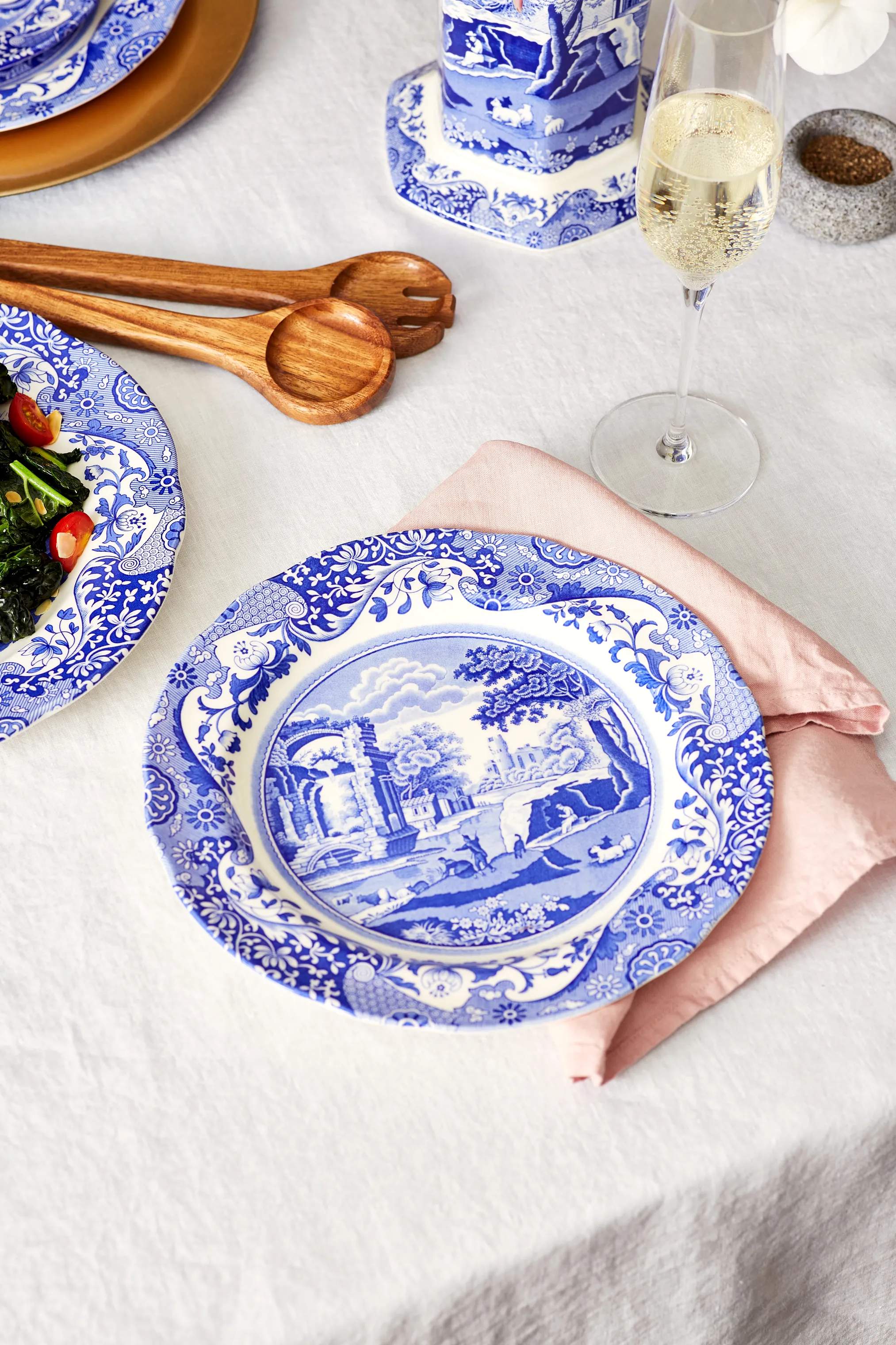 Spode Middagstallerkener Blue Italian Blue Italien Middagstallerken - 4 stk. i Blå/hvid, 2