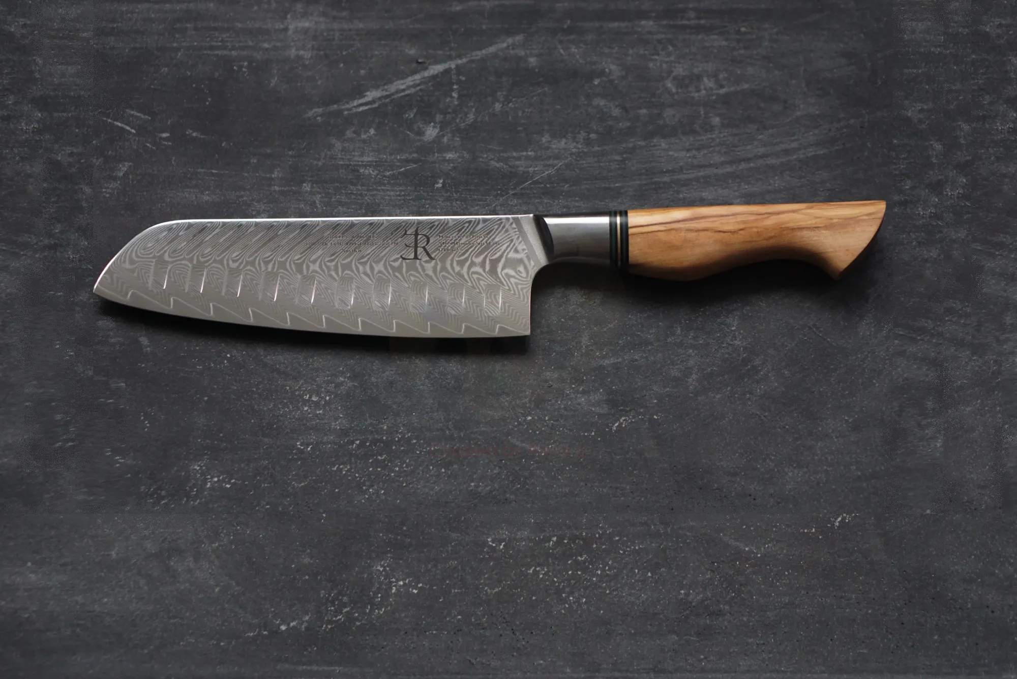 Ryda Knives Santokuknive ST650 Santokukniv i rustfrit stål/brun, 3