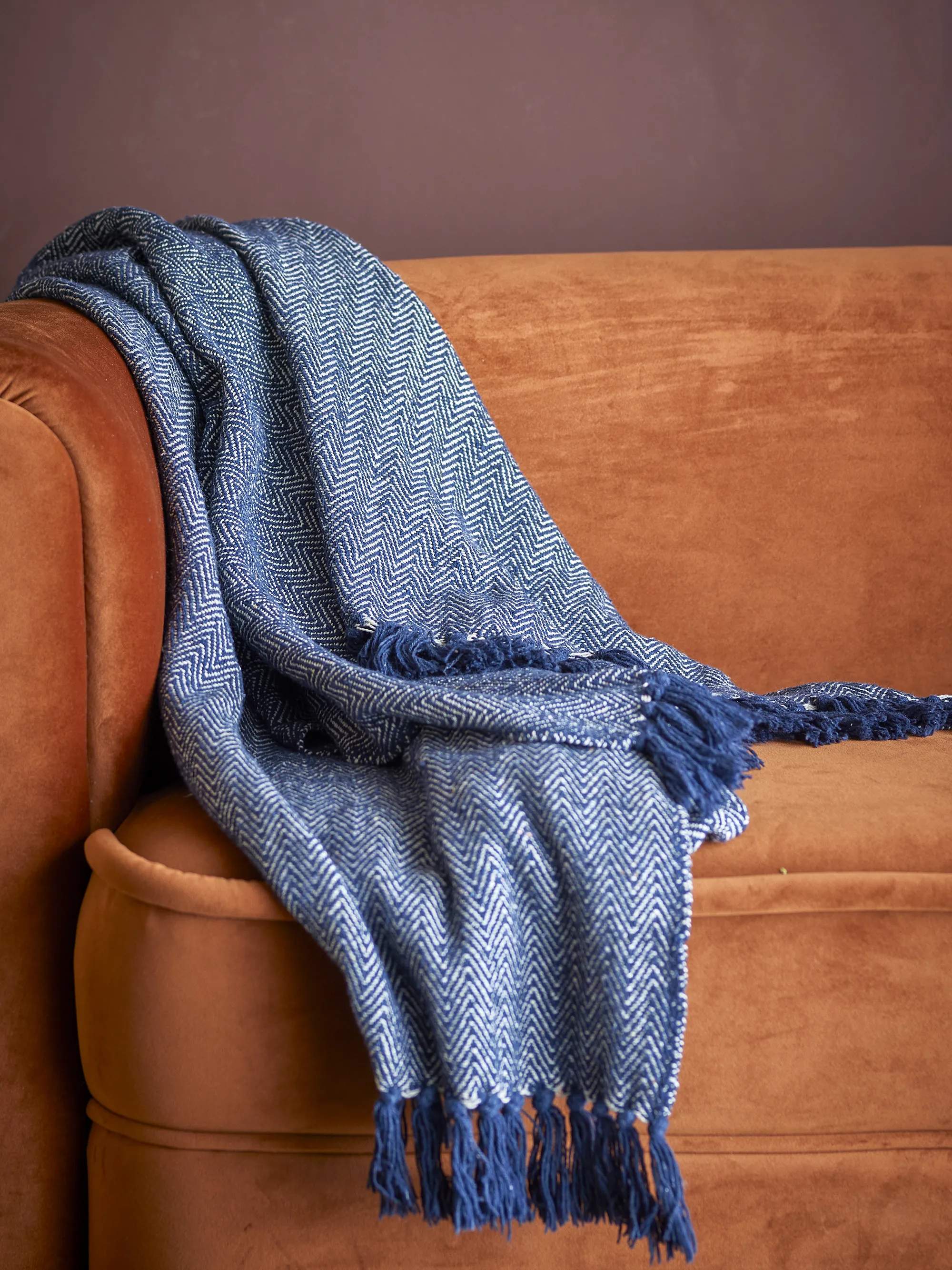 Creative Collection Plaider Herringbone Plaid i Blå, 3