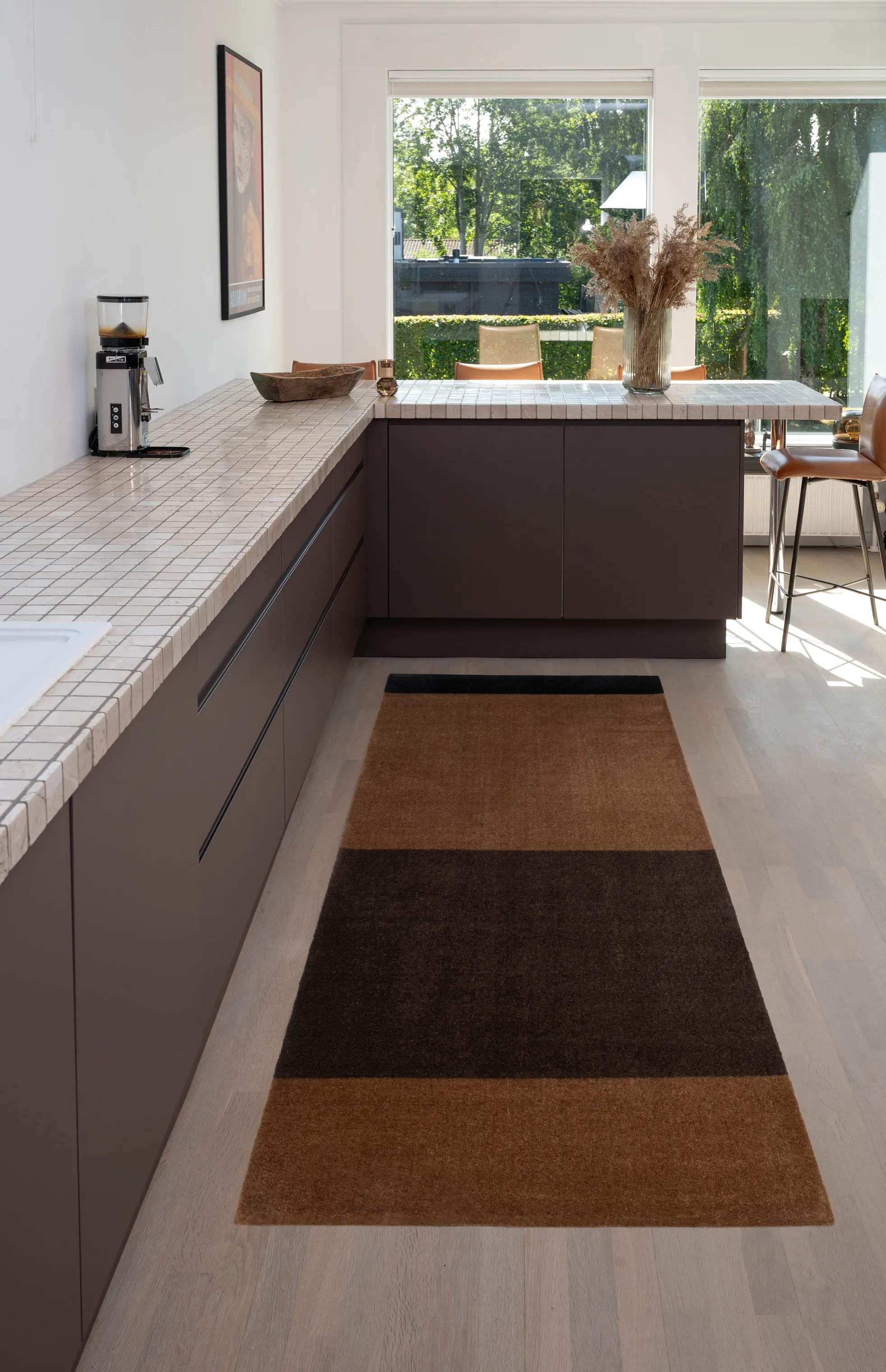 Tica Copenhagen Gulvtæpper Stripes Horisontal Gulvtæppe i brun/cognac/sort, B90 x L200 cm, 3