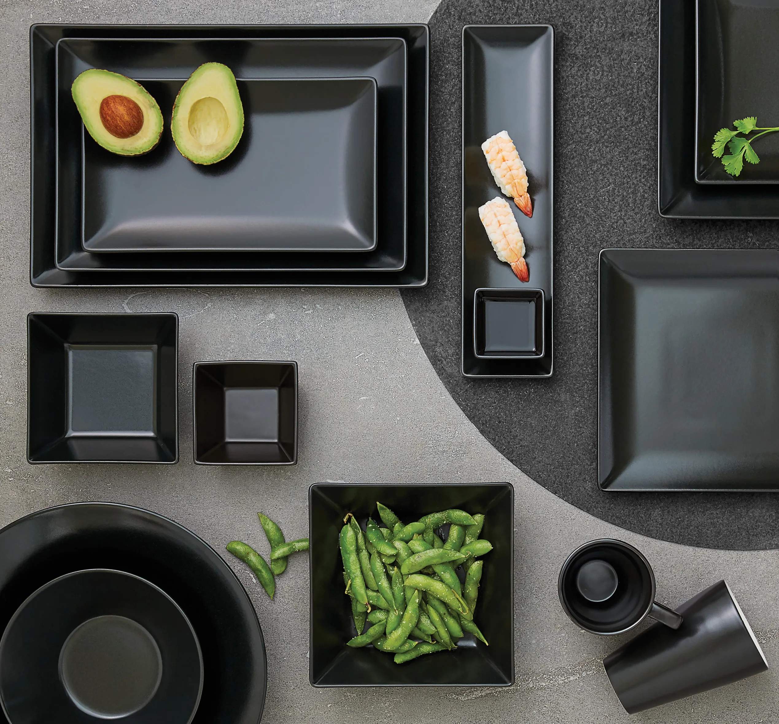 Aida Middagstallerkener Quadro Rektangulær Tallerken i Sort, B15 x L25 cm, 5