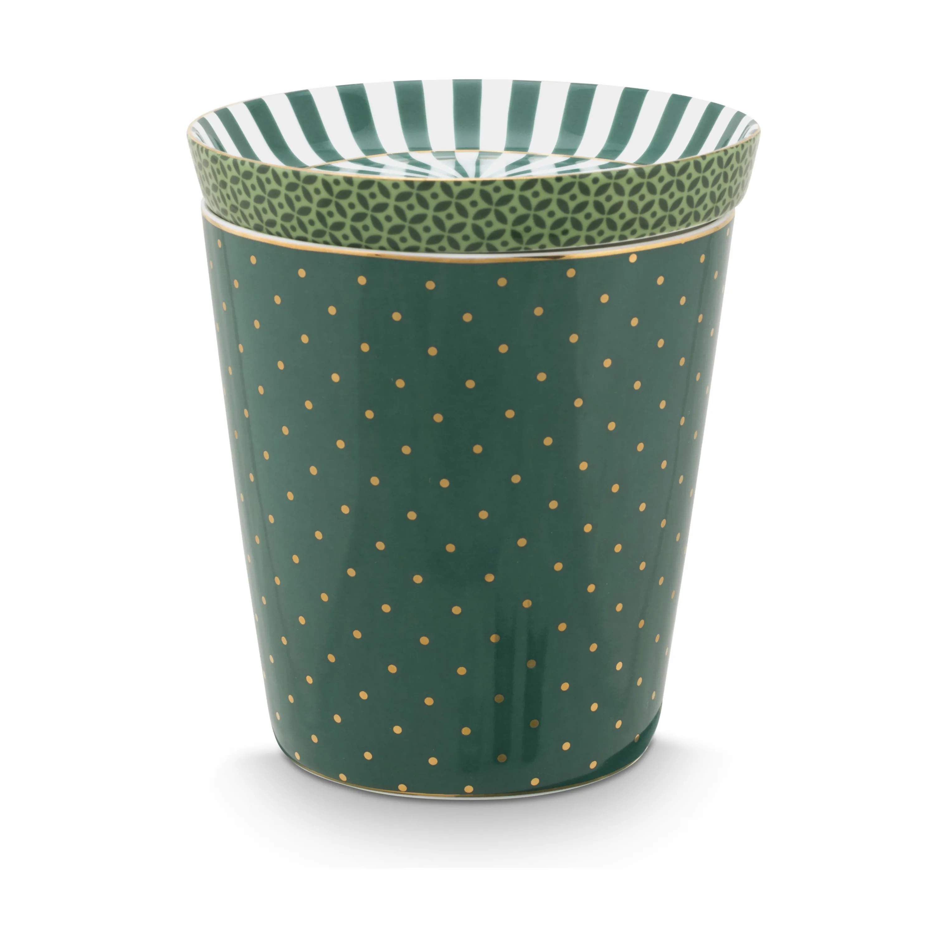 Royal Krus m. skål - 2 dele, dots & tea tip grøn, large