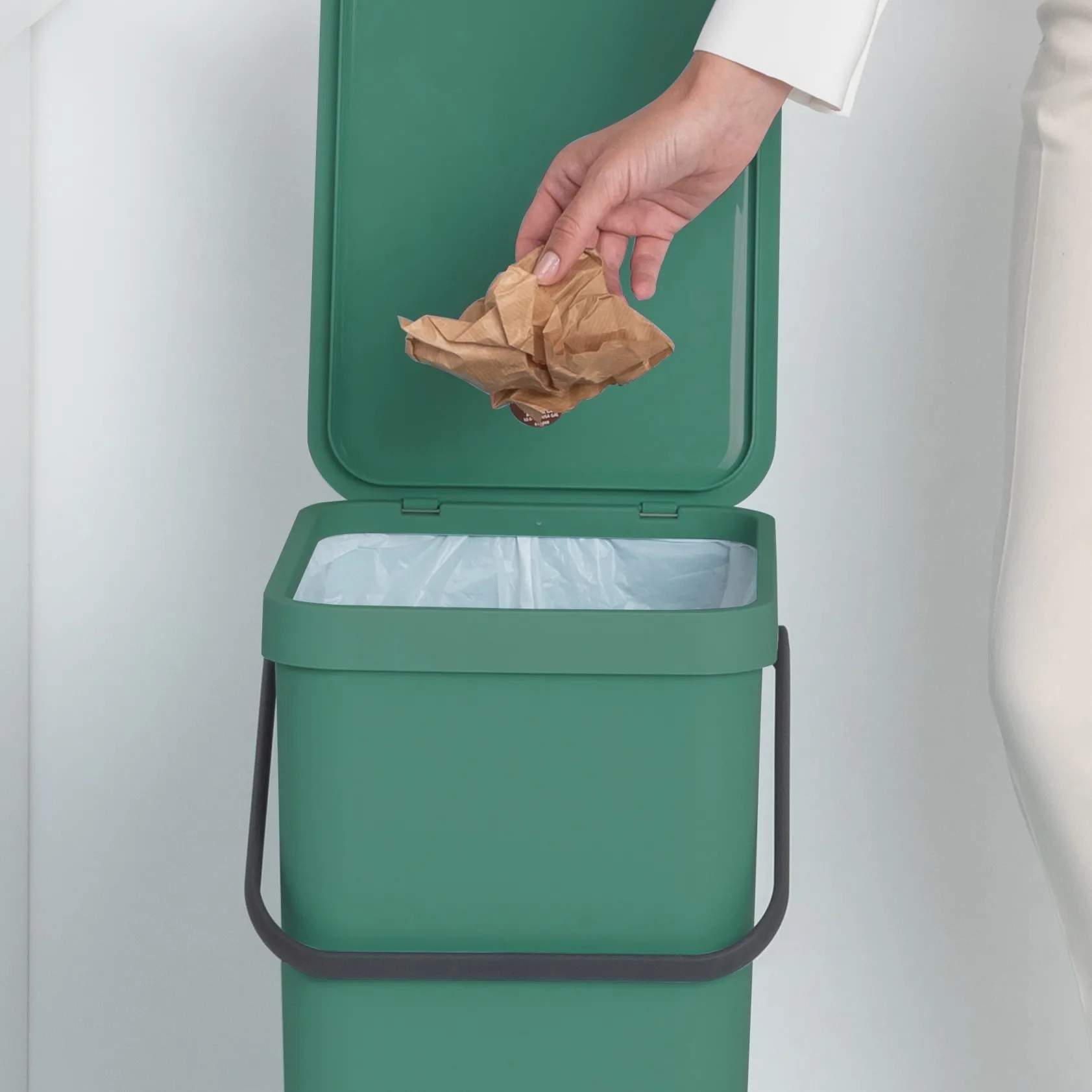 Brabantia Spande uden pedal Sort & Go Affaldsspand i Grøn, 40 L, 2