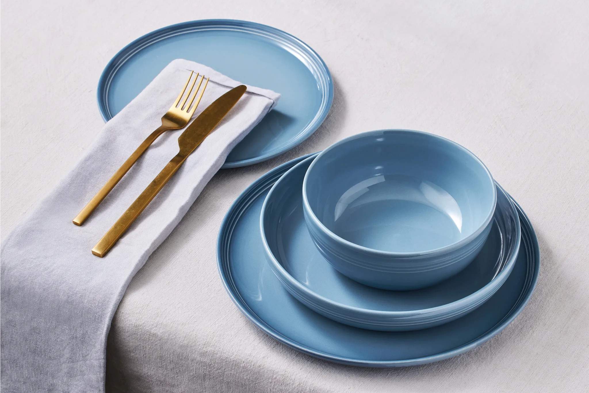 Le Creuset Frokosttallerkener Coupe Collection Coupe Frokosttallerken i Chambray, 22 cm, 3
