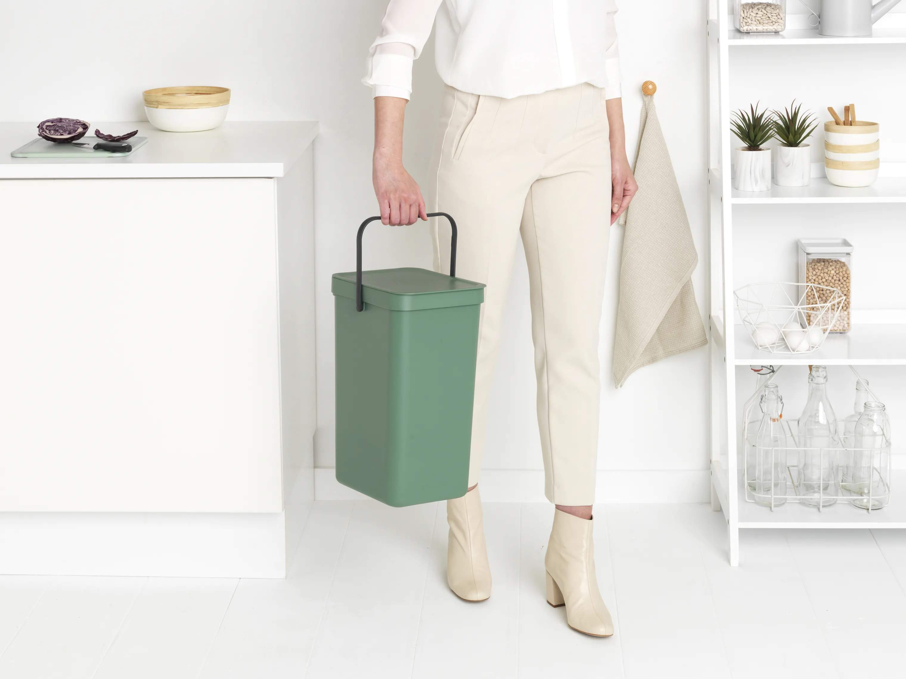 Brabantia Spande uden pedal Sort & Go Affaldsspand i Grøn, 16 L, 3