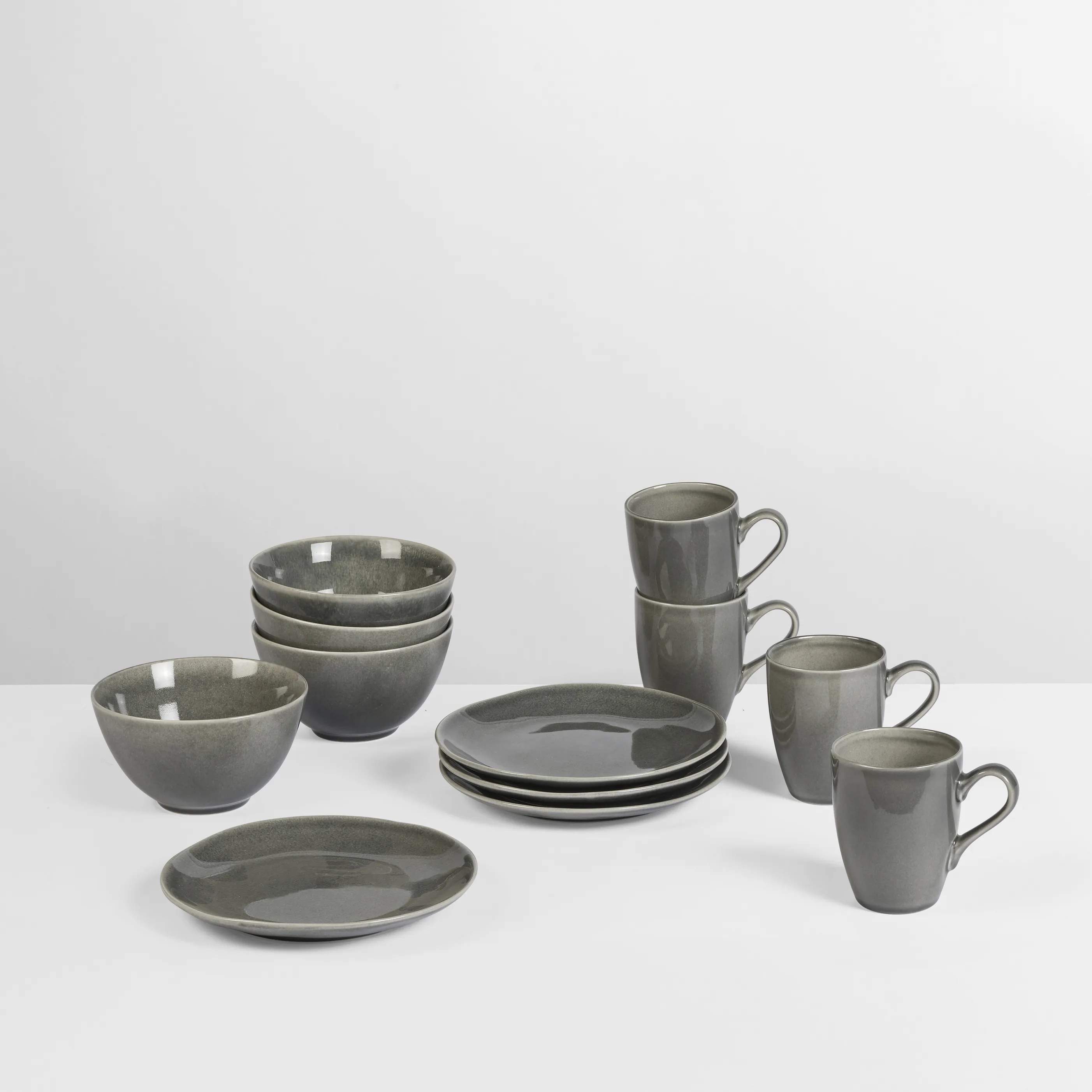 Broste Copenhagen Frokosttallerkener Nordic Rain Morgenmadssæt - 12 dele i 12 stk., 2