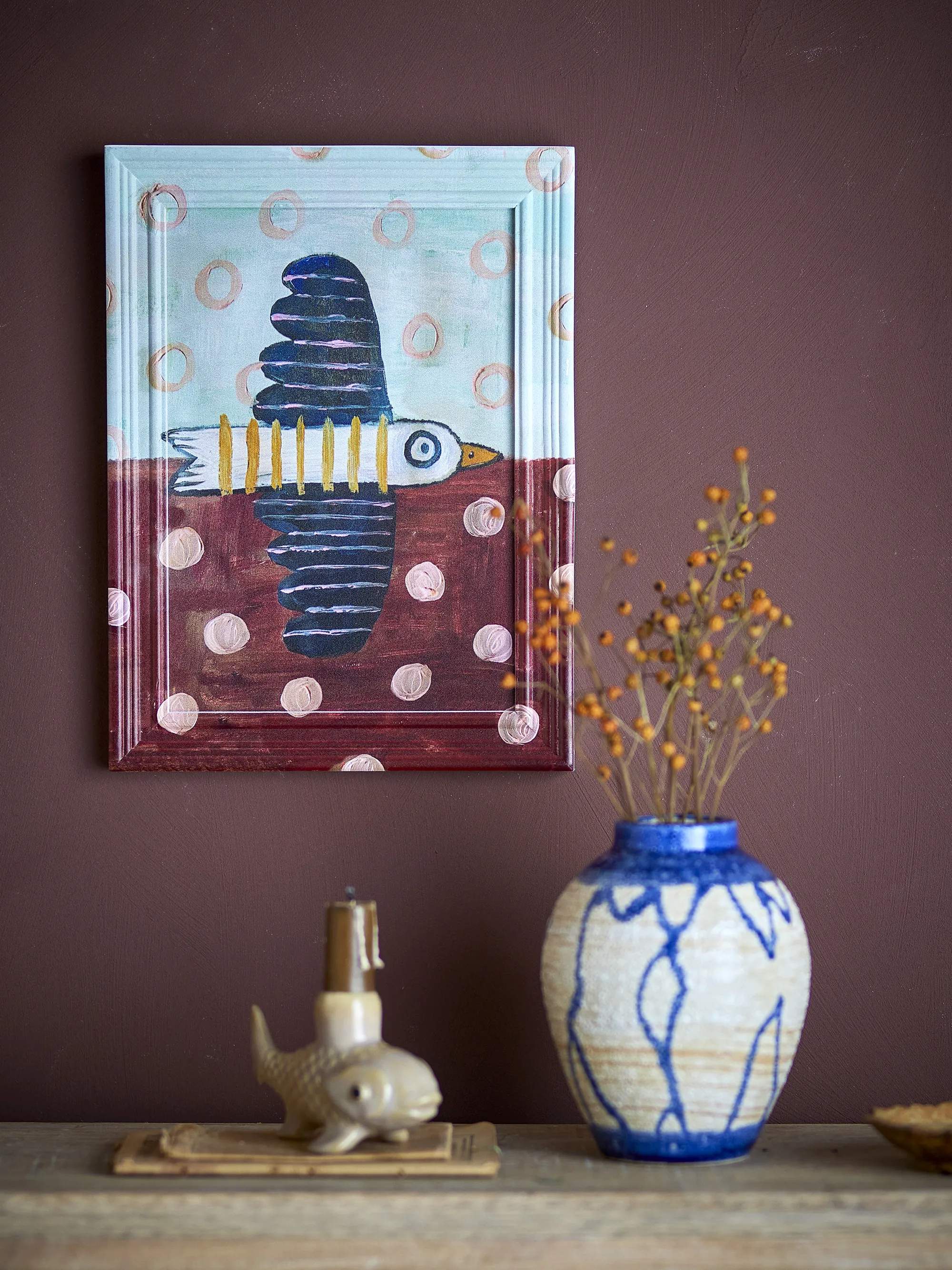 Creative Collection Plakater Billede - Brett birdy Illustration med ramme i Blå, 2
