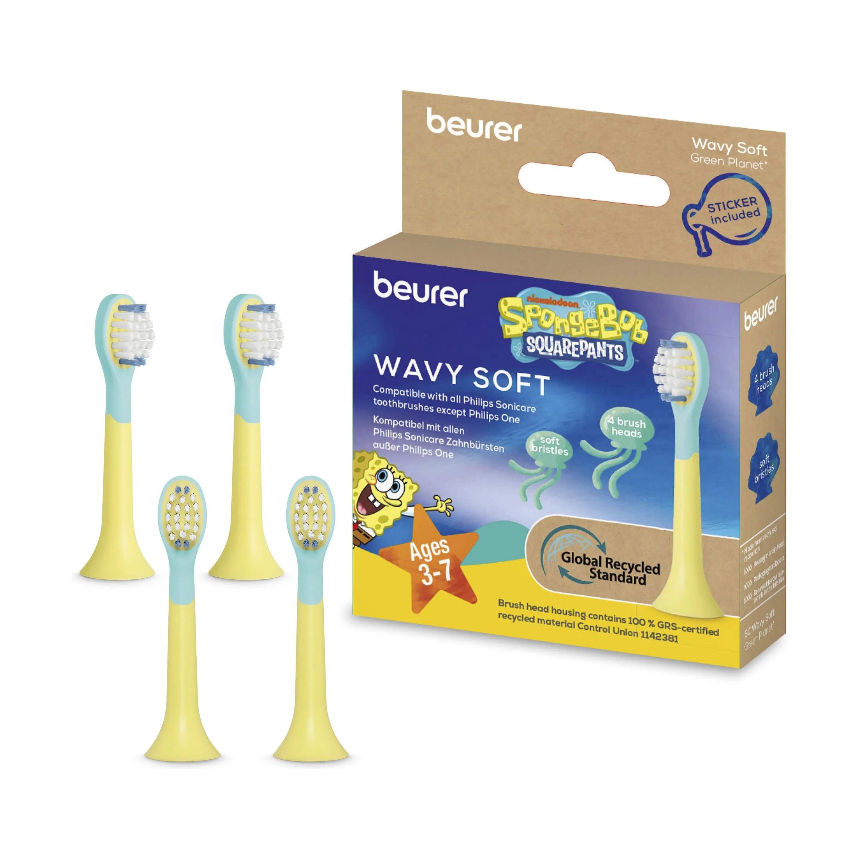 Beurer Tandbørstehoveder SC011B SonicCare Kids Soft Tandbørstehoved - 4 stk. i Gul, 1