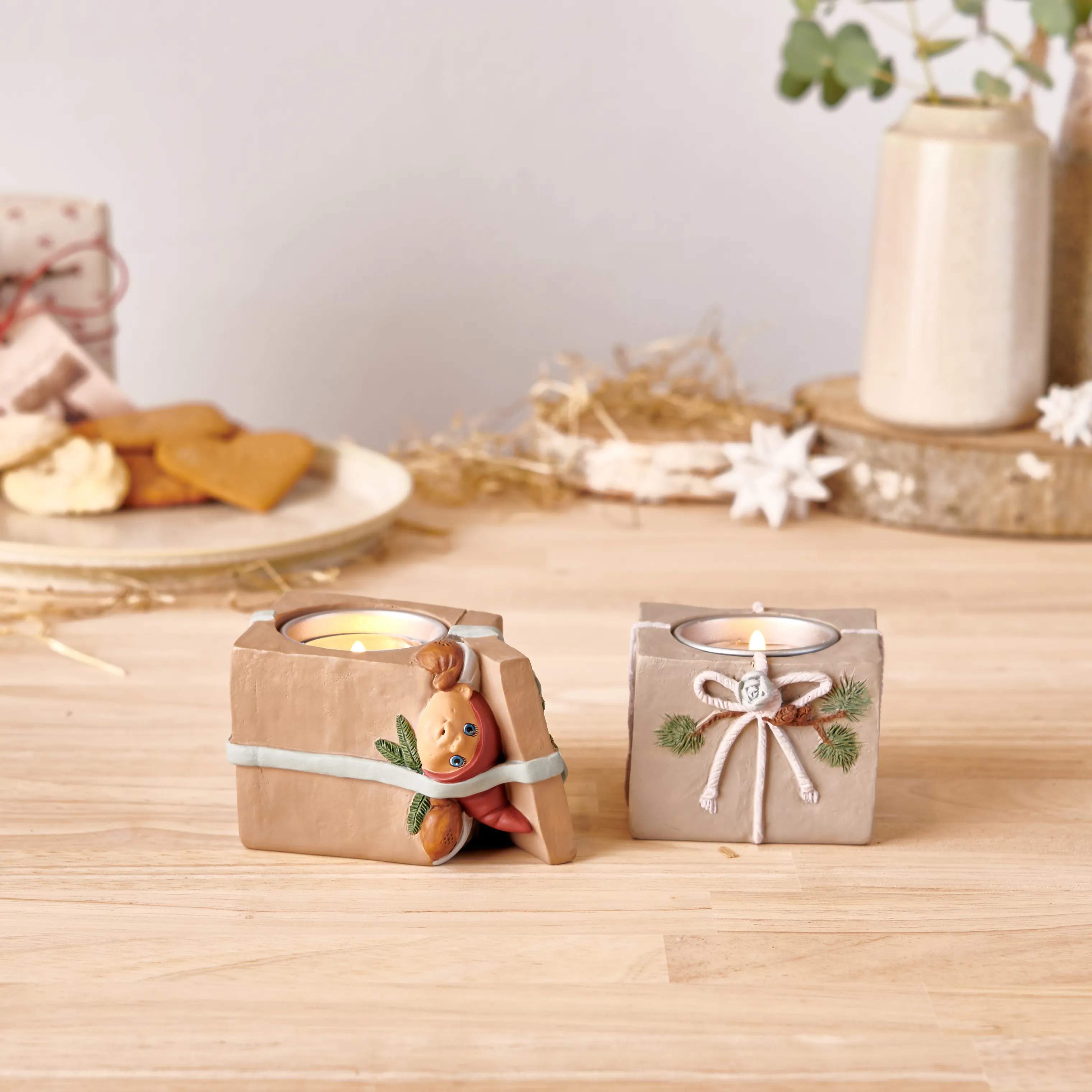 Klarborg Jule- og adventsstager Fyrfadsstage - Nissen Frits - 2 dele i Multifarvet, 5,5 cm, 2