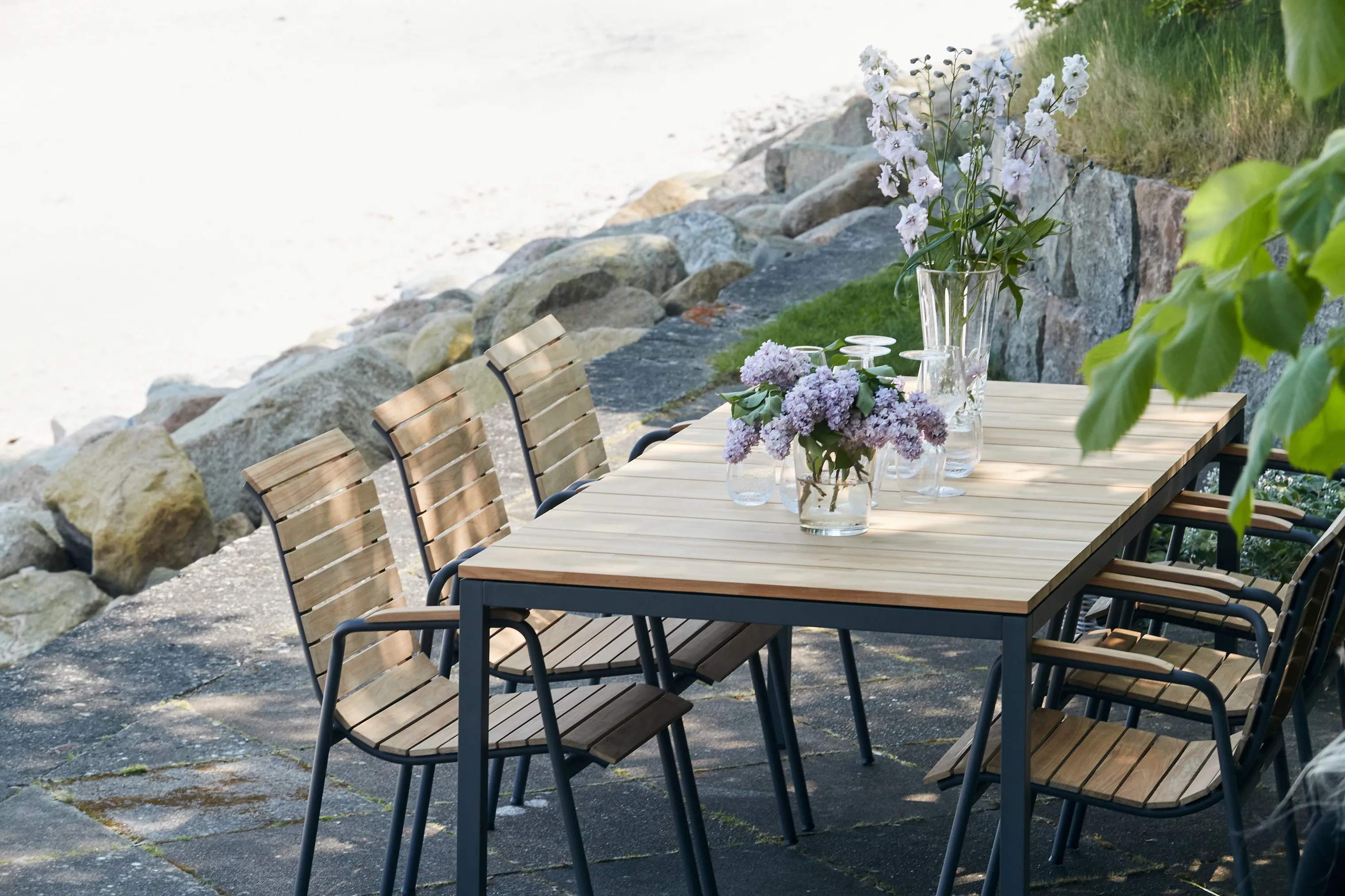 Mandalay Havemøbelsæt Toscana & Bellevue Havemøbelsæt - 7 dele i Antracit/Teak, 1 bord (L 197 cm)og 4 stole, 4