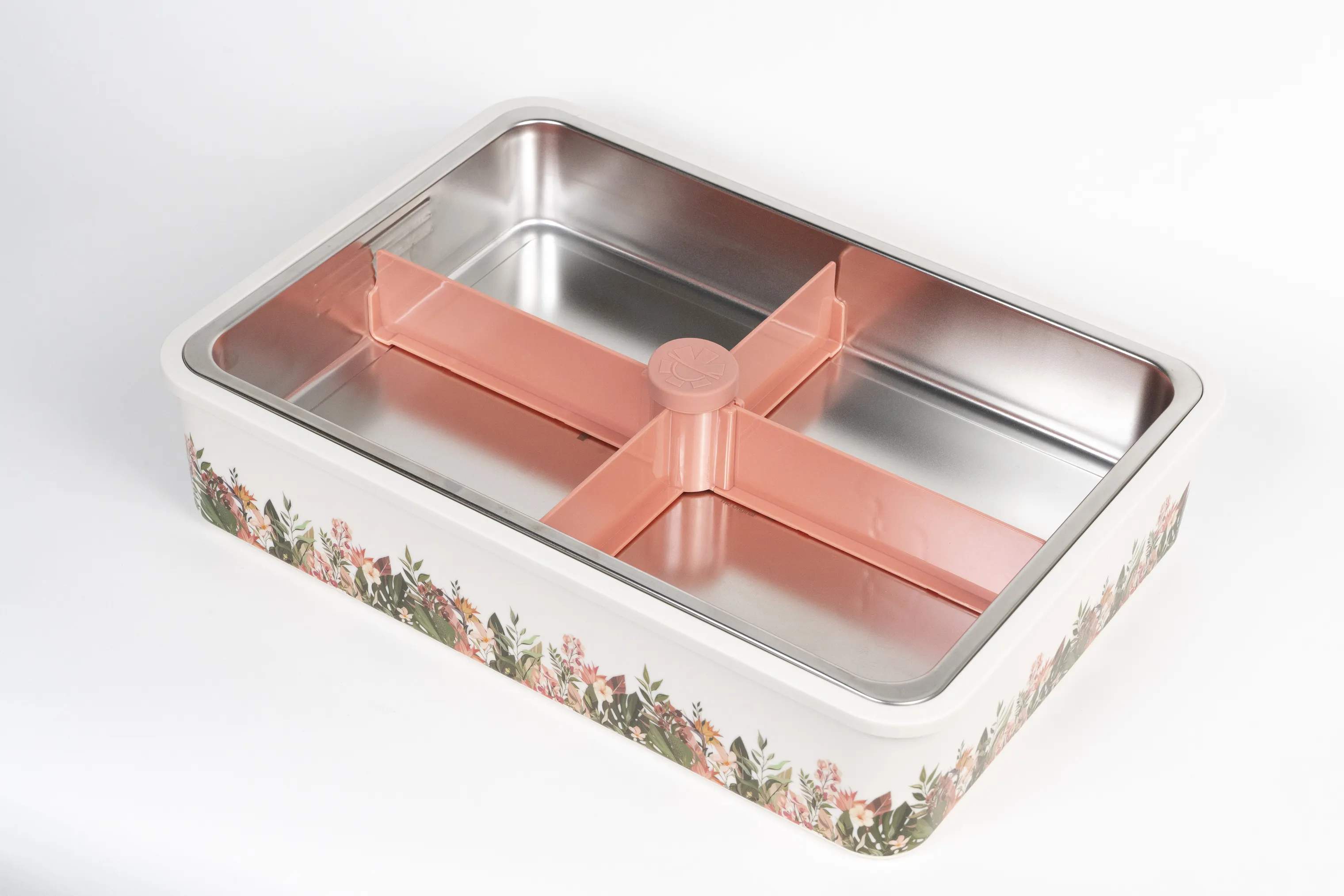 Platterbox Opbevaringsbokse Snack Box Tilbehørssæt - 21 dele i Hvid/Blomster, 4