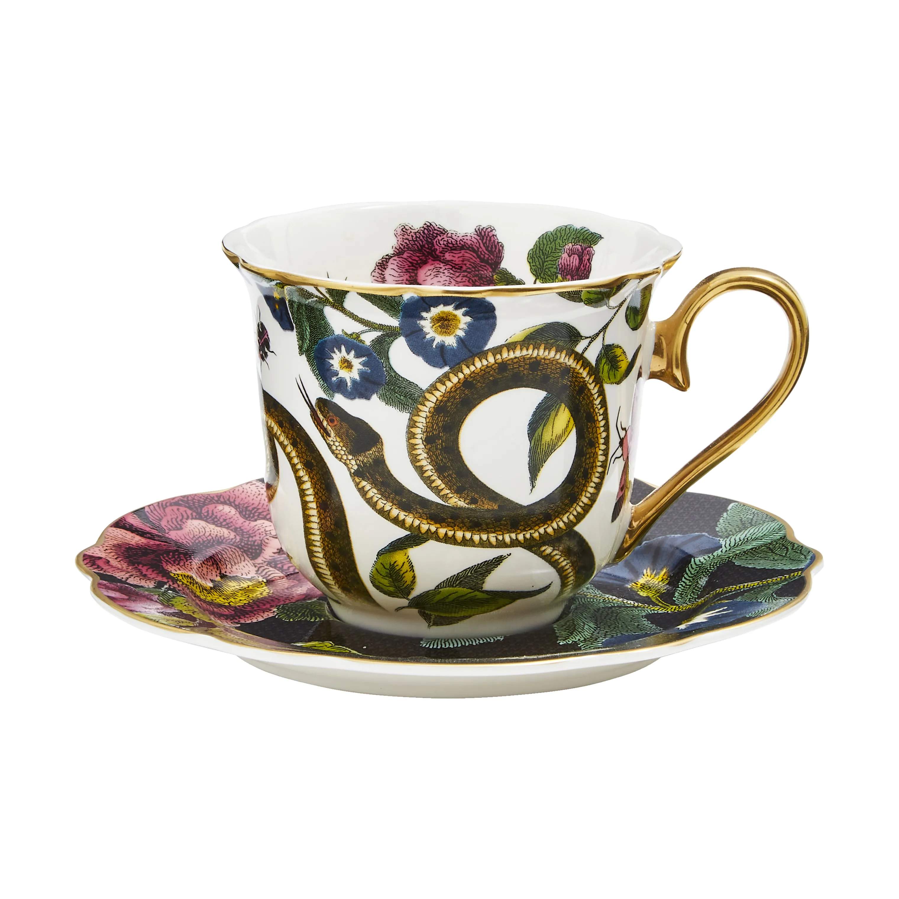 Spode Krus og kopper med hank Creatures Of Curiosity Tekop m. underkop i Multifarvet, 1