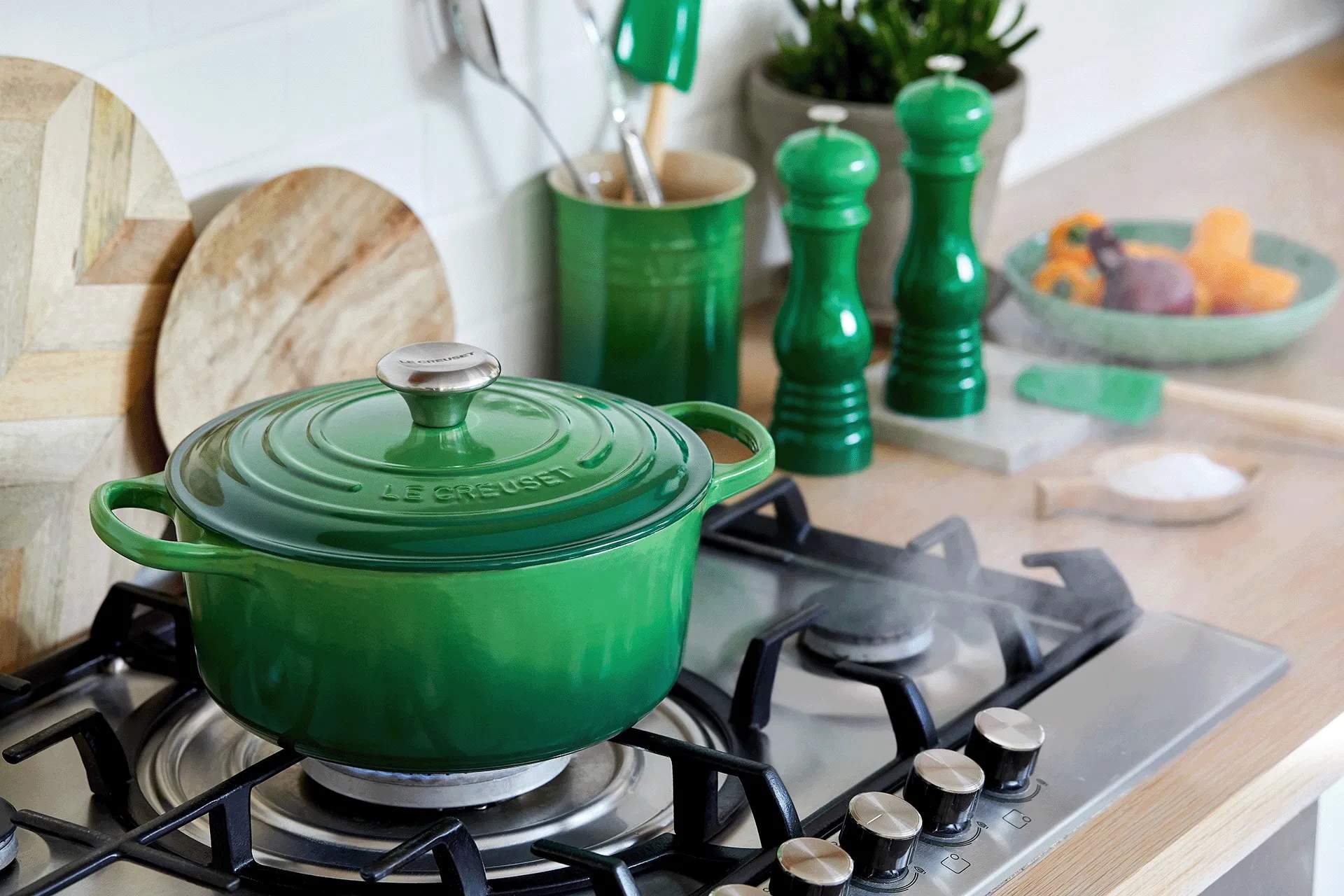 Le Creuset Gryder Signature Gryde i Bamboo Green, 2