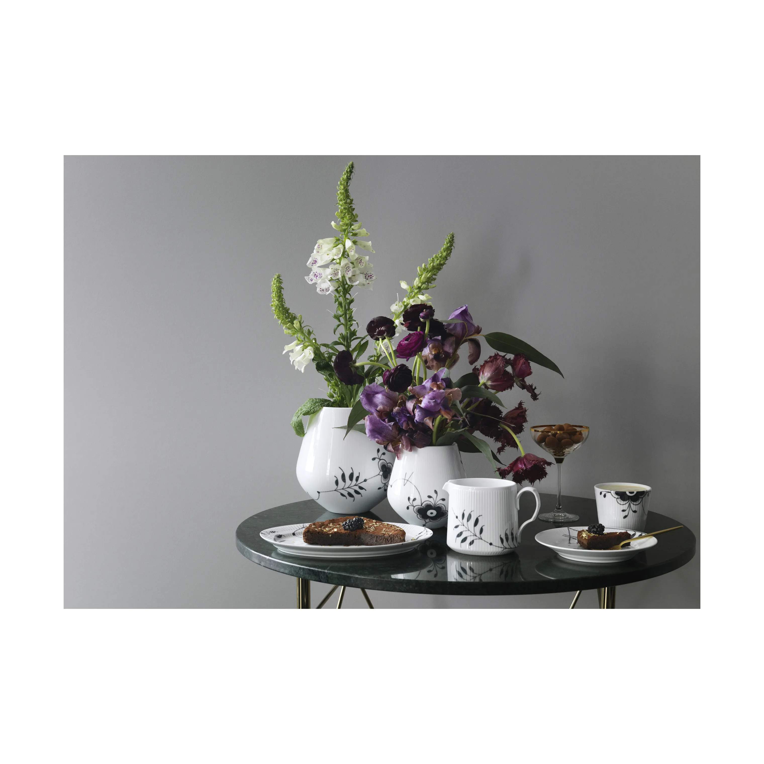Royal Copenhagen Vaser Sort Mega Riflet Vase i Sort/hvid, 21 cm, 4