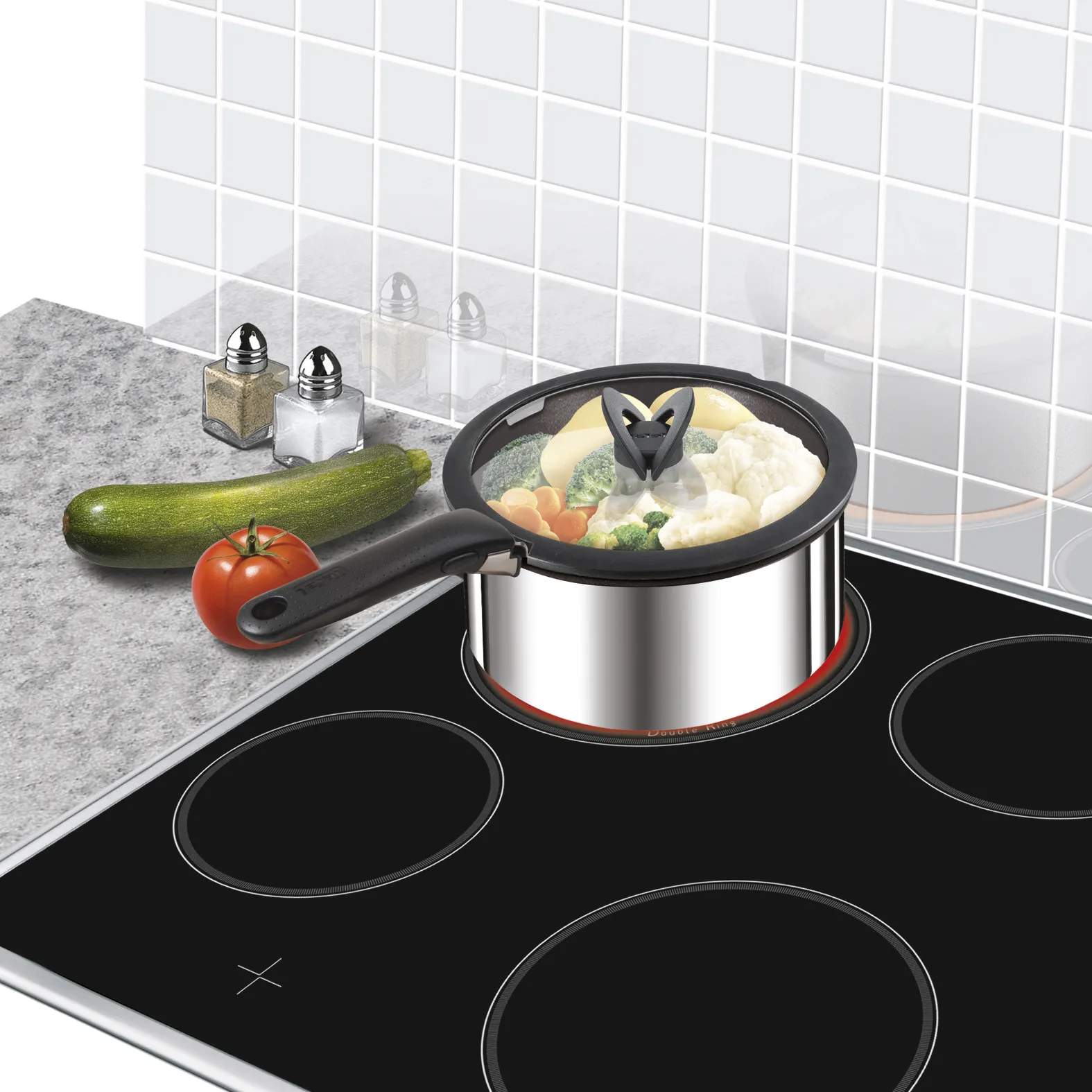 Tefal Grydelåg Ingenio Glaslåg - 3 stk. i 20 cm, 2