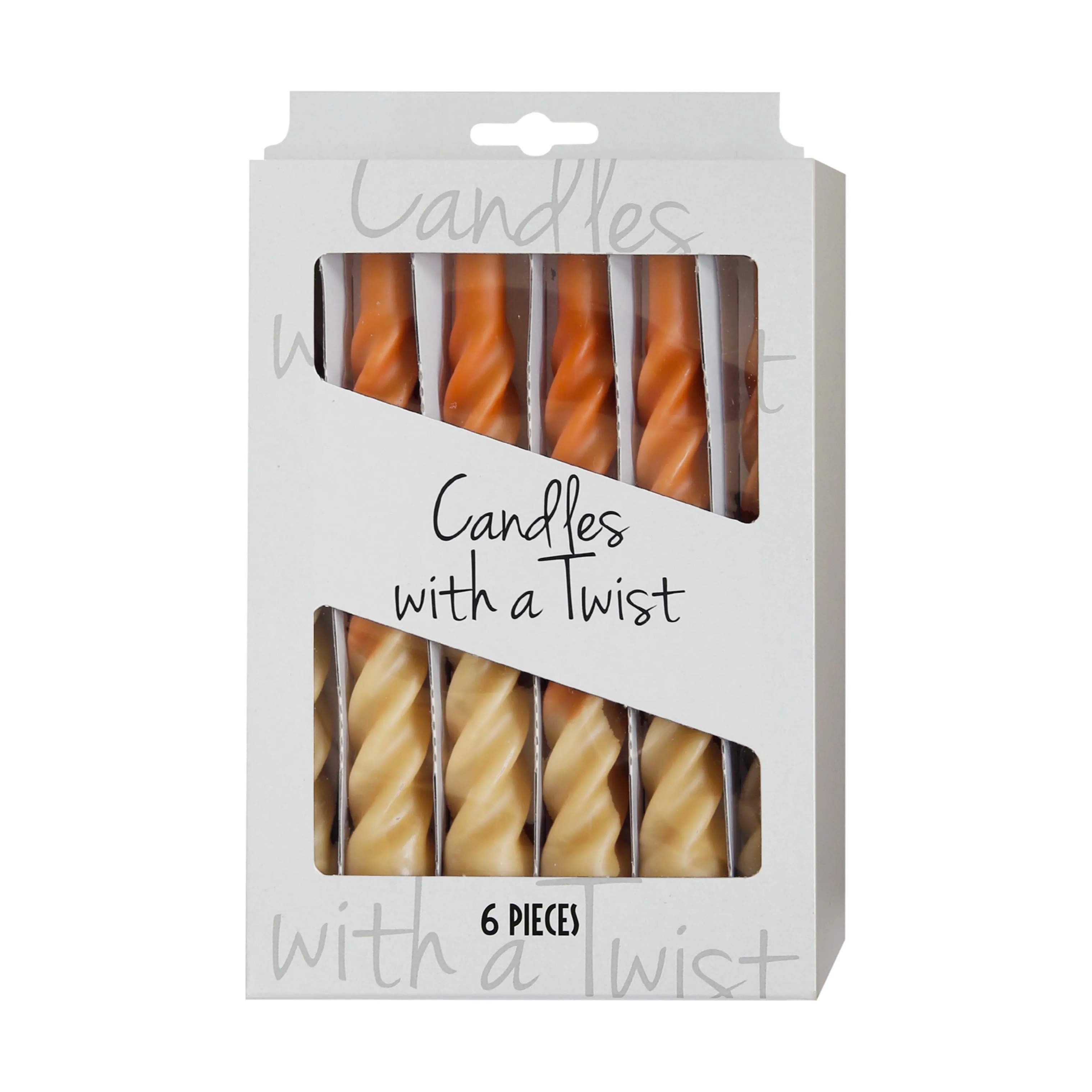 Candles with a twist Kronelys Lys - 6 stk. i Orange/sand, 4