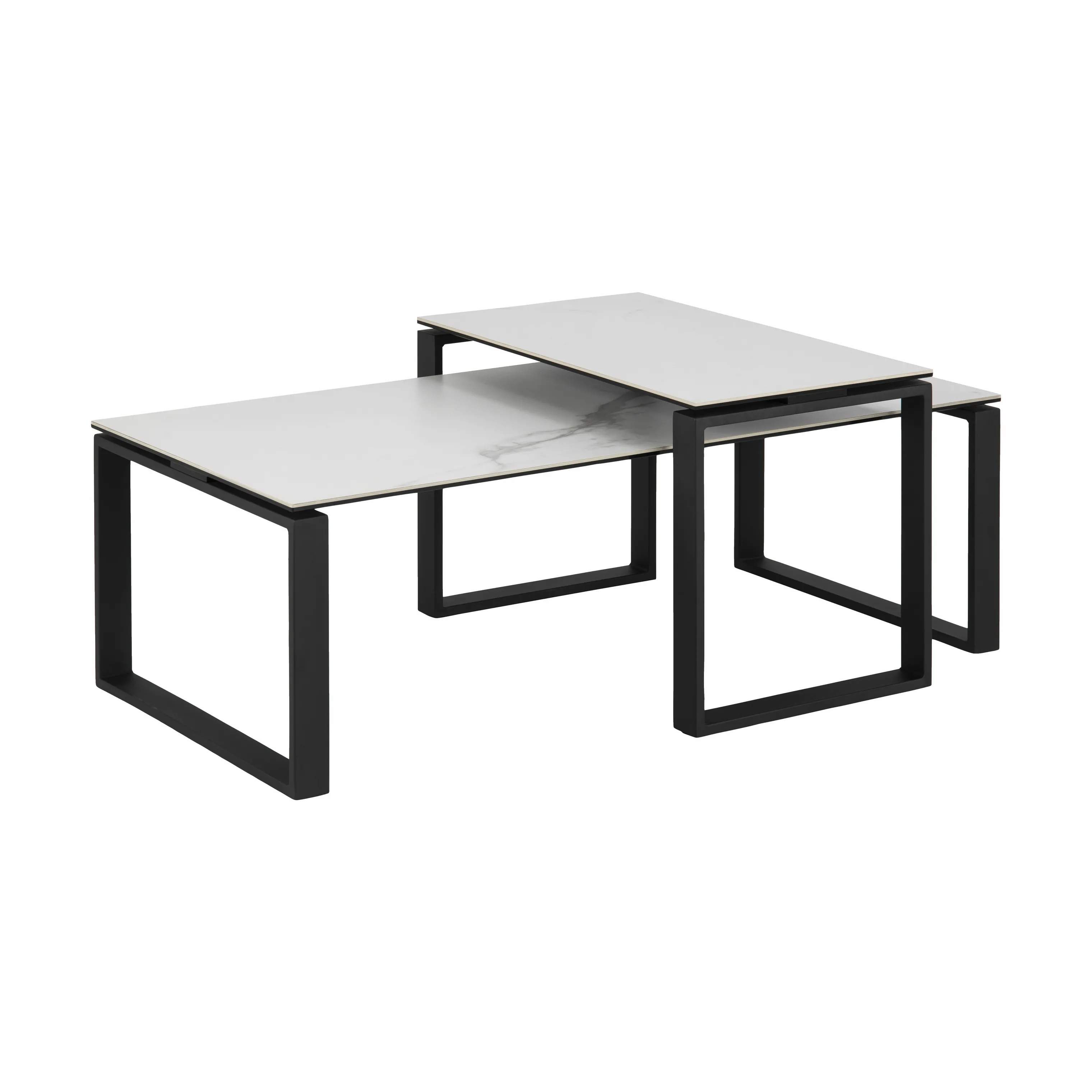 CASA Living Sofaborde Katrine Sofabordssæt - 2 stk i Hvid Akranes/sort, 4