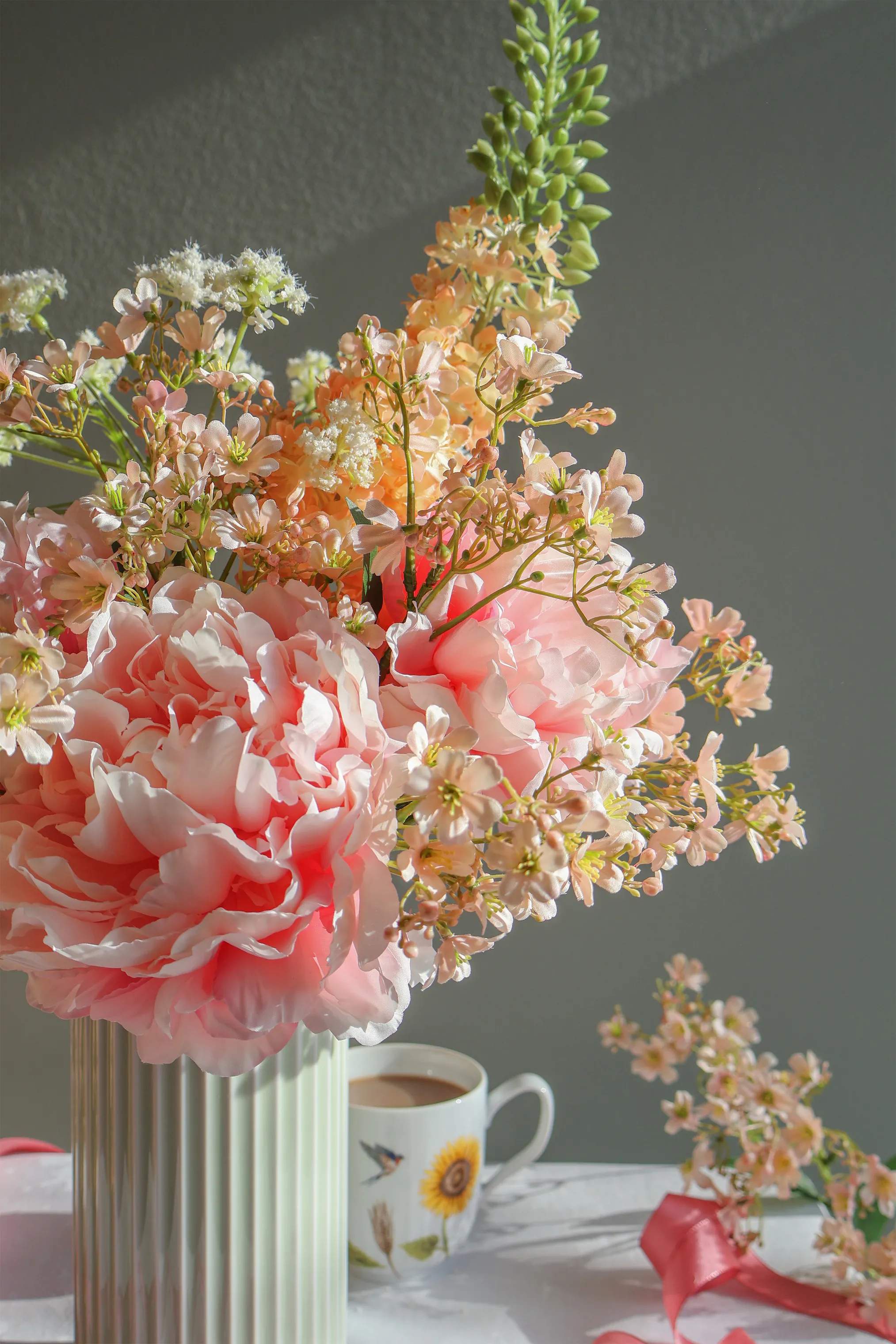 CASA Living Kunstige blomster Kunstig Blomst - Steppelys i Fersken, 3