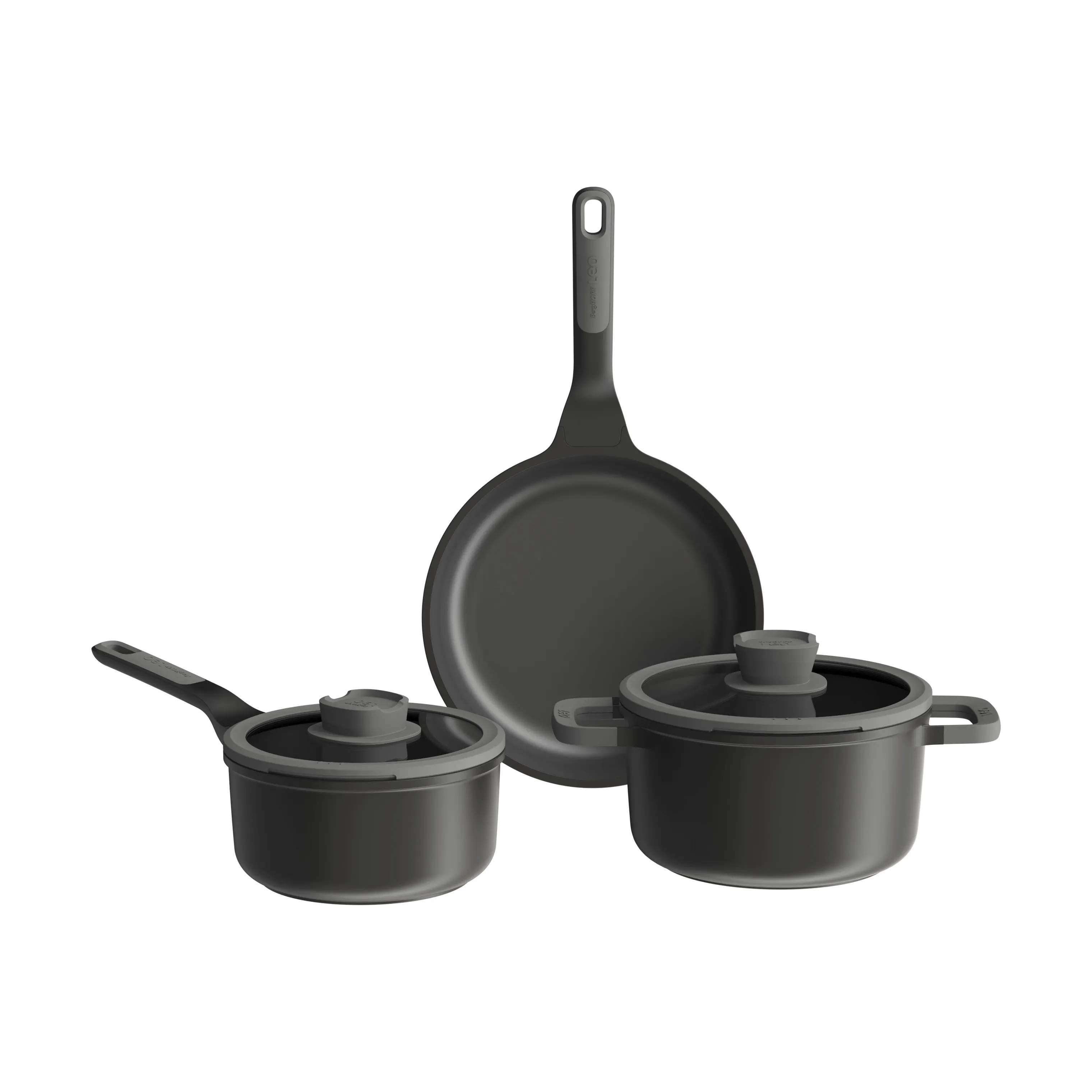 Grydesæt m. låg - 5 dele, sort, large