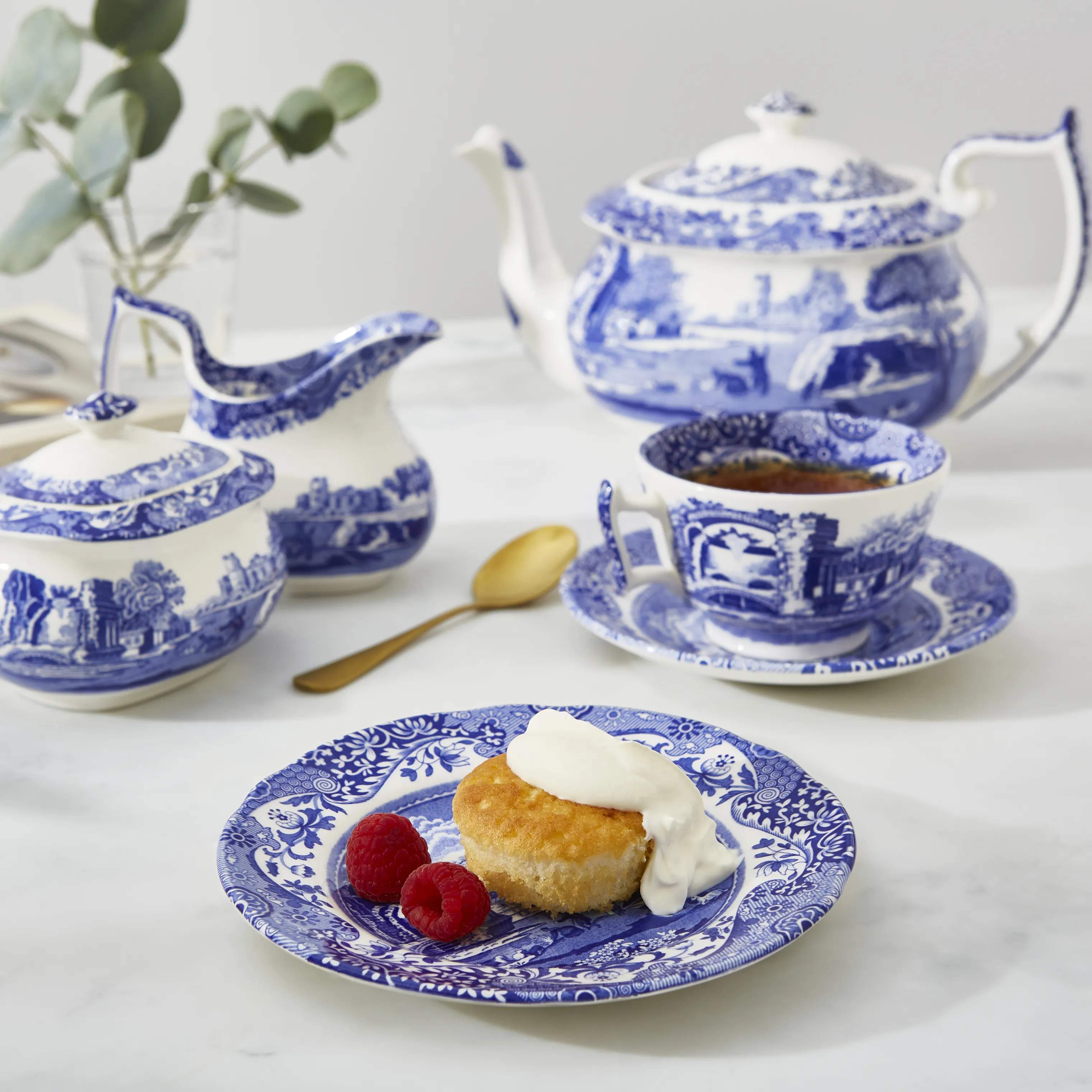 Spode Kagetallerkener Blue Italian Blue Italien Sidetallerken - 4 stk. i Blå/hvid, 3
