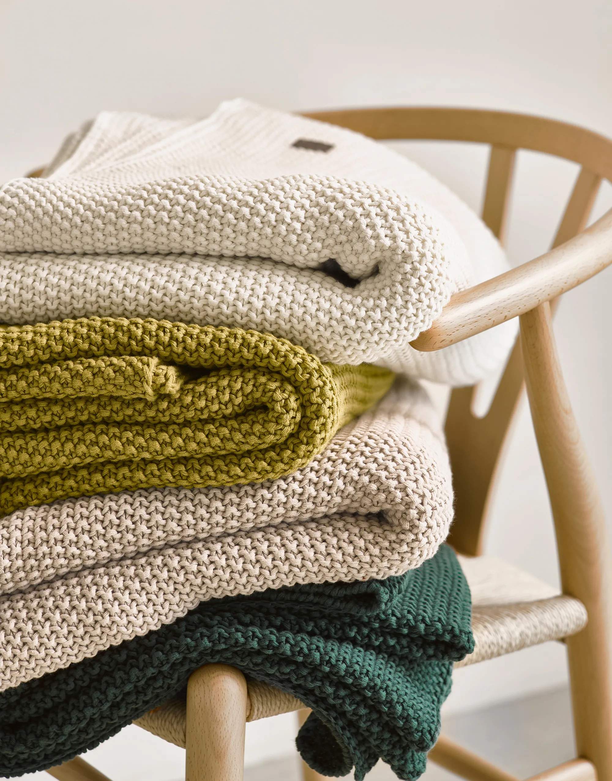 Marc O'Polo Plaider Nordic Knit Plaid i Garden Green, B130 x L170 cm, 2
