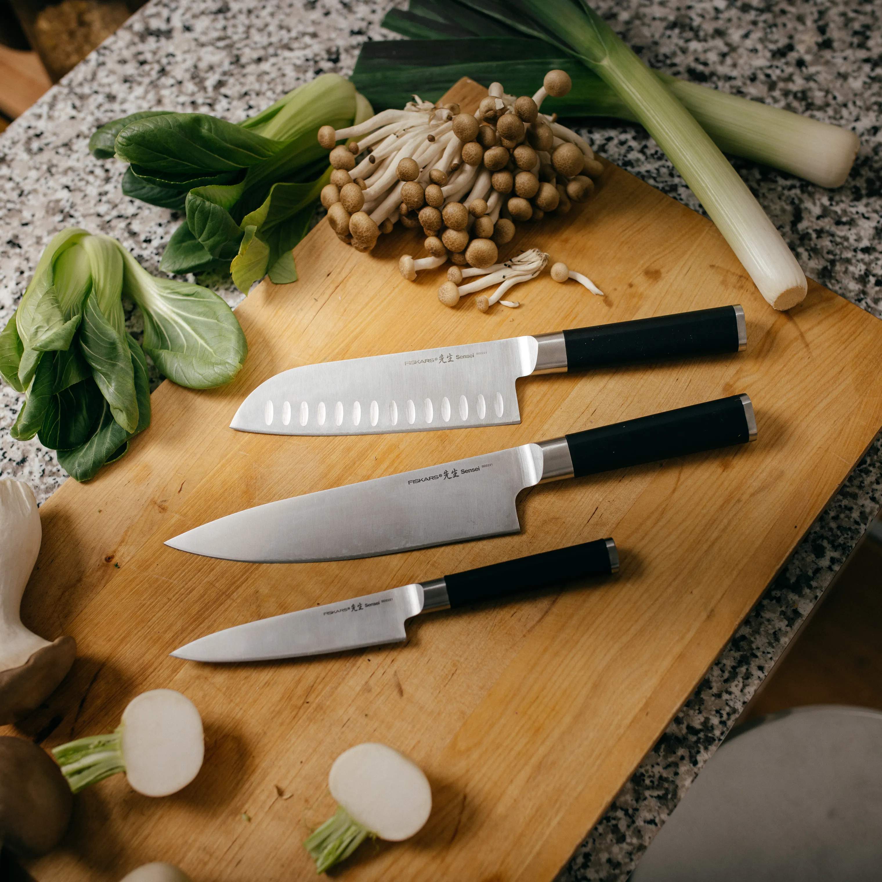 Fiskars Knivsæt Sensei Knivsæt - 3 dele i Stål/sort, 2