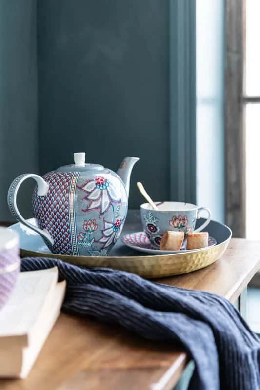 PIP Studio Krus og kopper med hank Flower Festival Kop m. underkop i Blue, 2