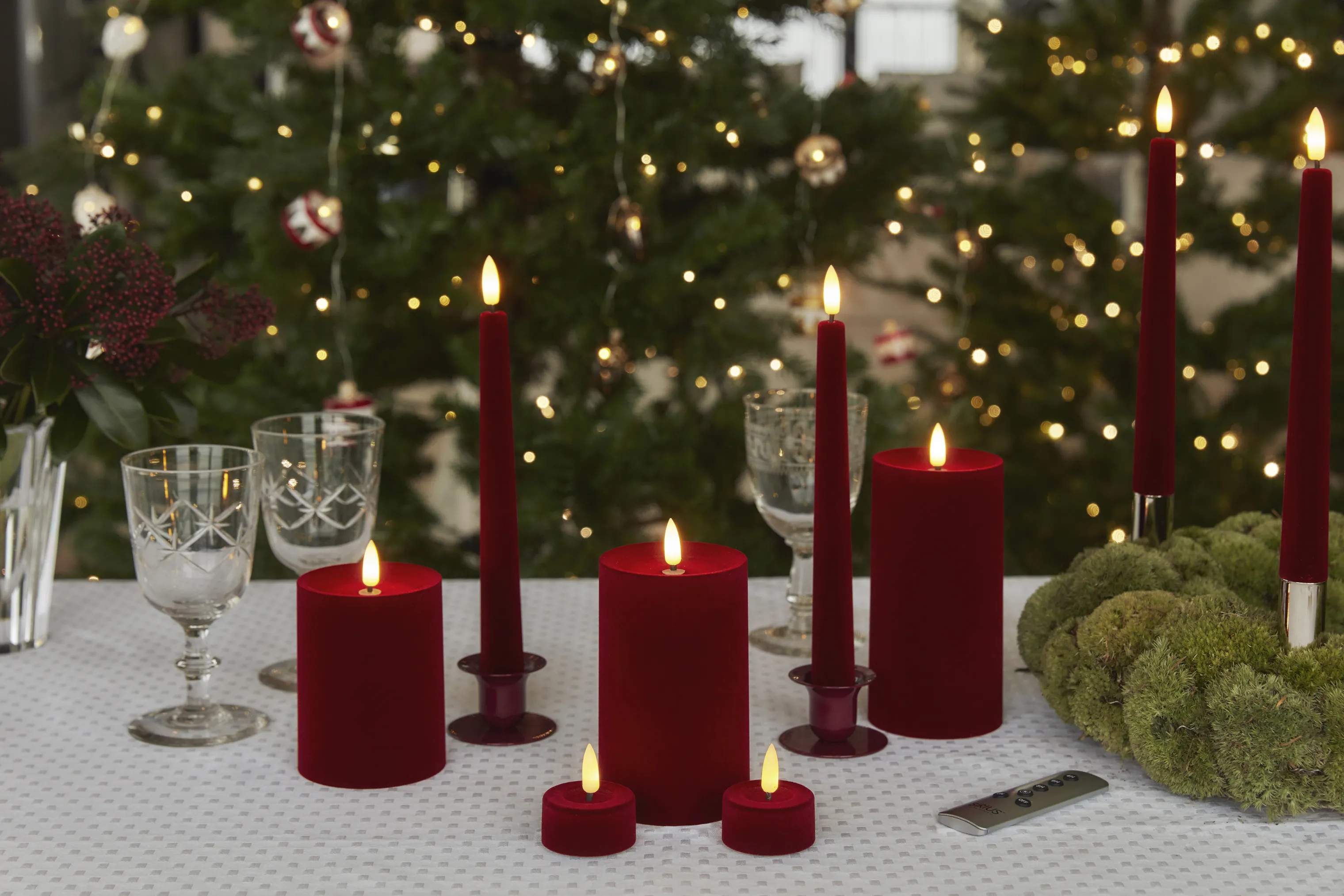 Sirius LED-lys Sille Velour LED Fyrfadslys - 2 stk. i Rød, 2
