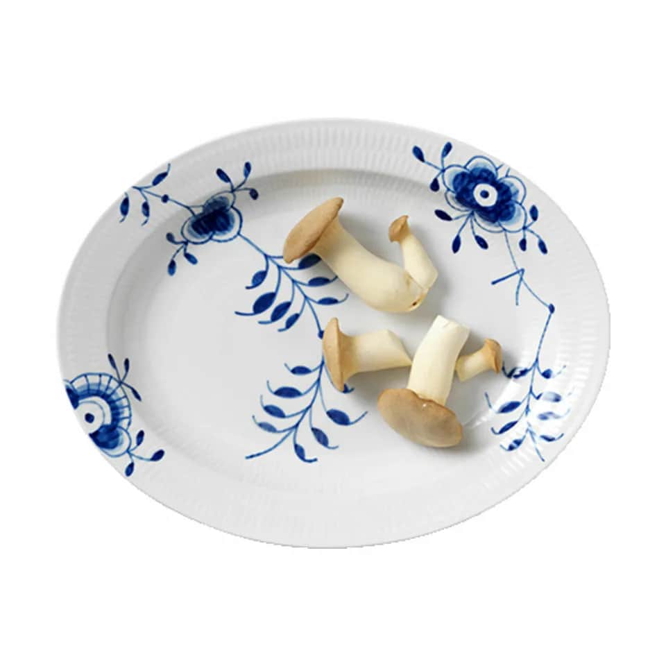 Royal Copenhagen Serveringsfade Blå Mega Riflet Serveringsfad i 36,5 cm, 3