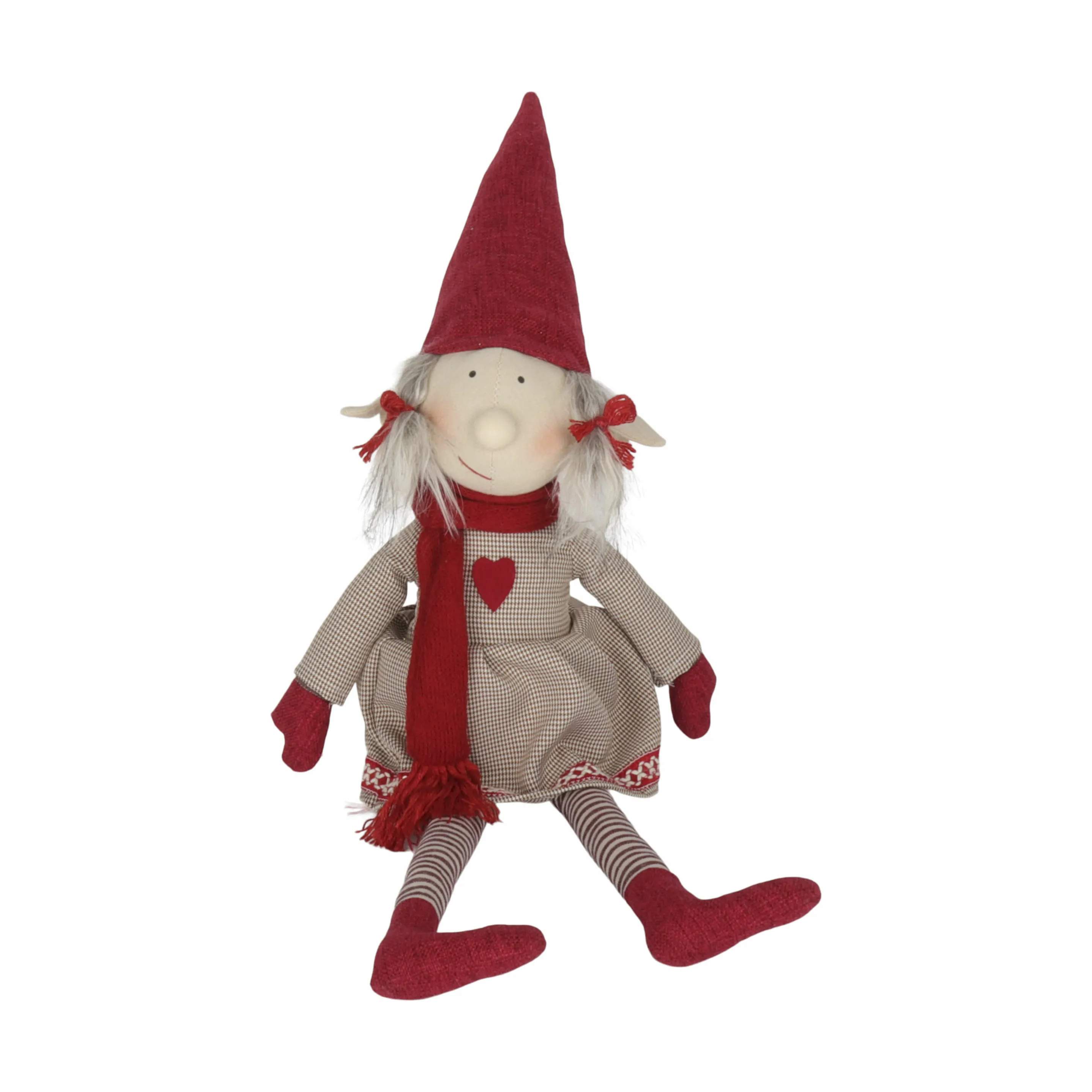 Nisse - Pige, rød/beige, large