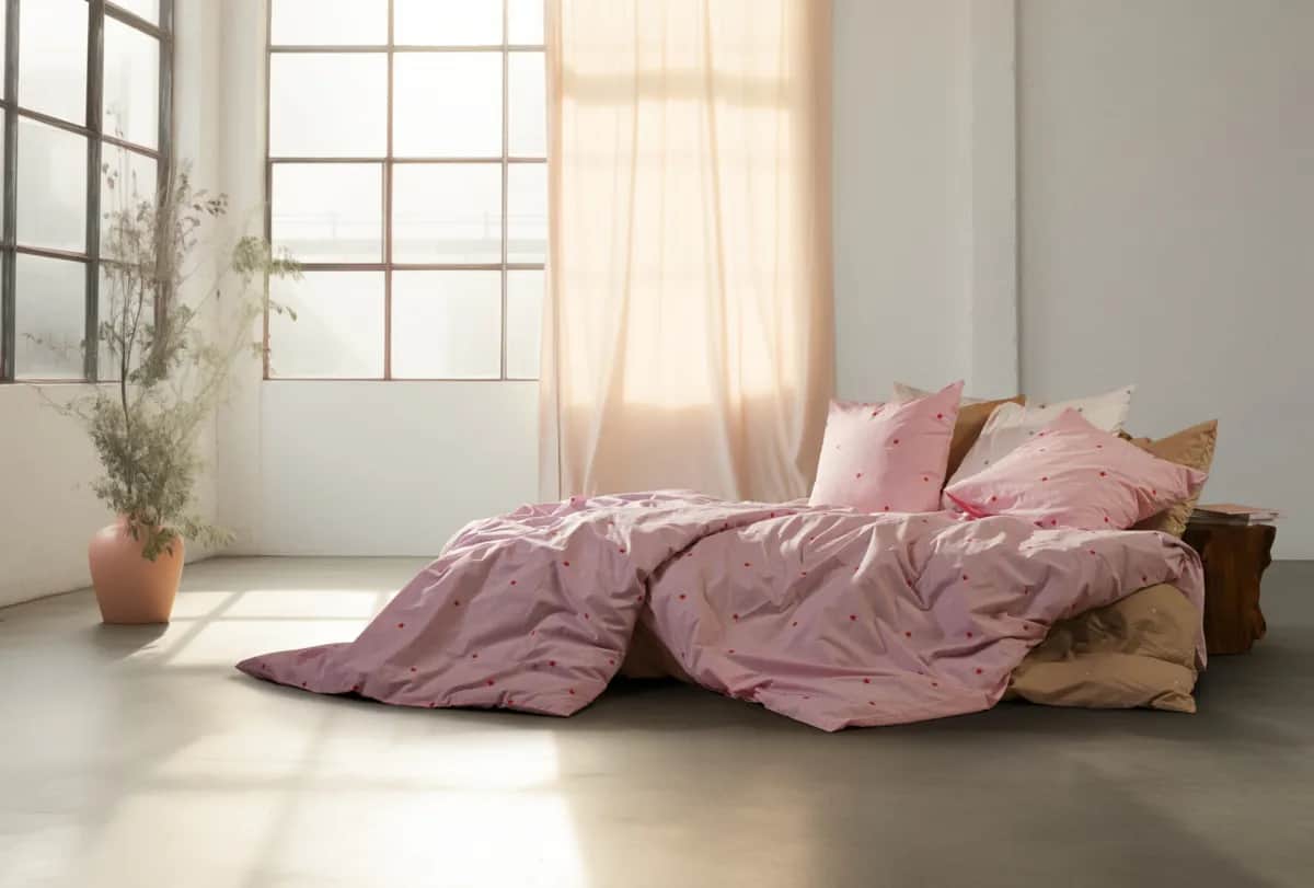 Juna Sengetøj Daisy Sengetøj i Pink/Rød, B140 x L200 cm, 5