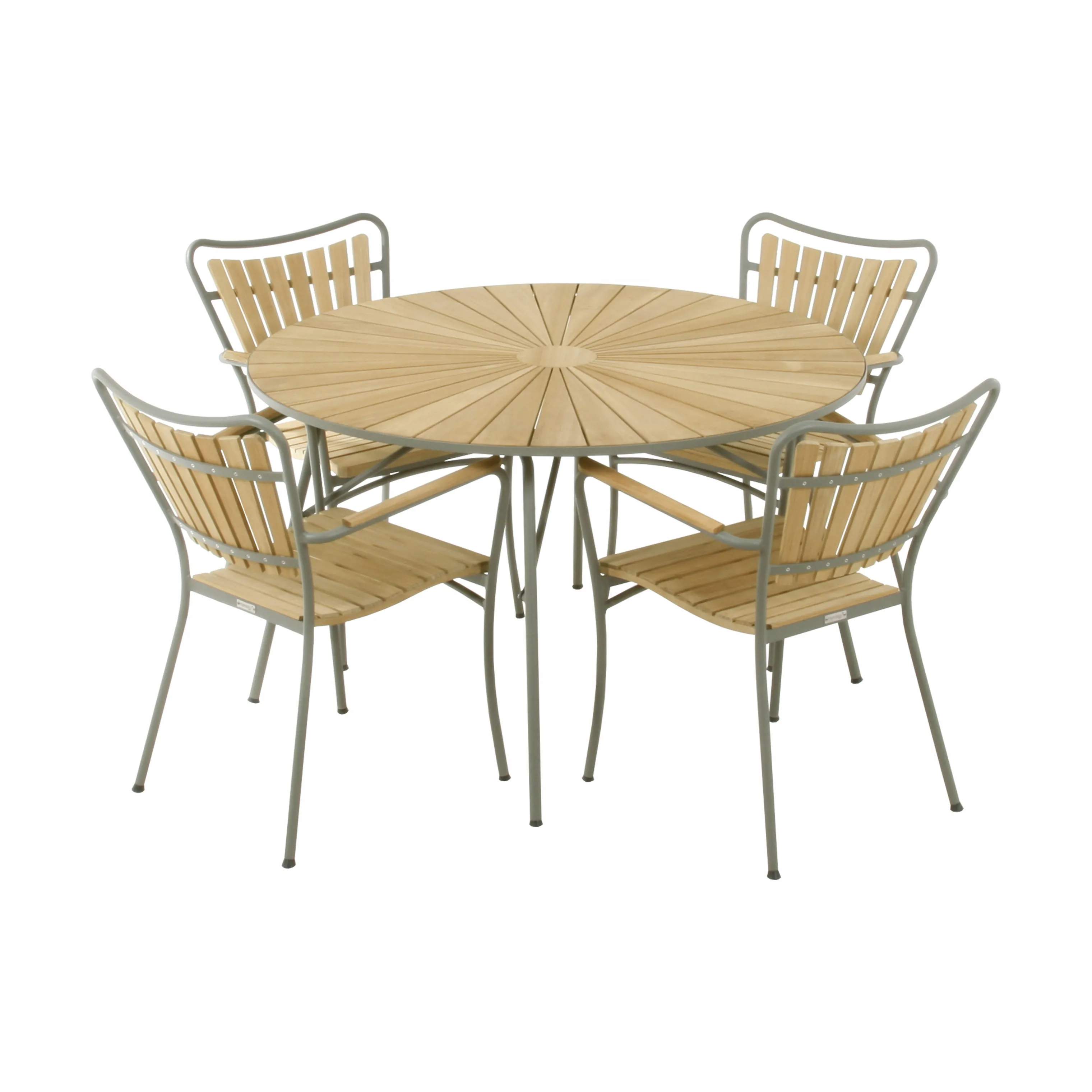 Marguerit Havemøbelsæt - 1 bord og 4 stole, grøn/teak, large