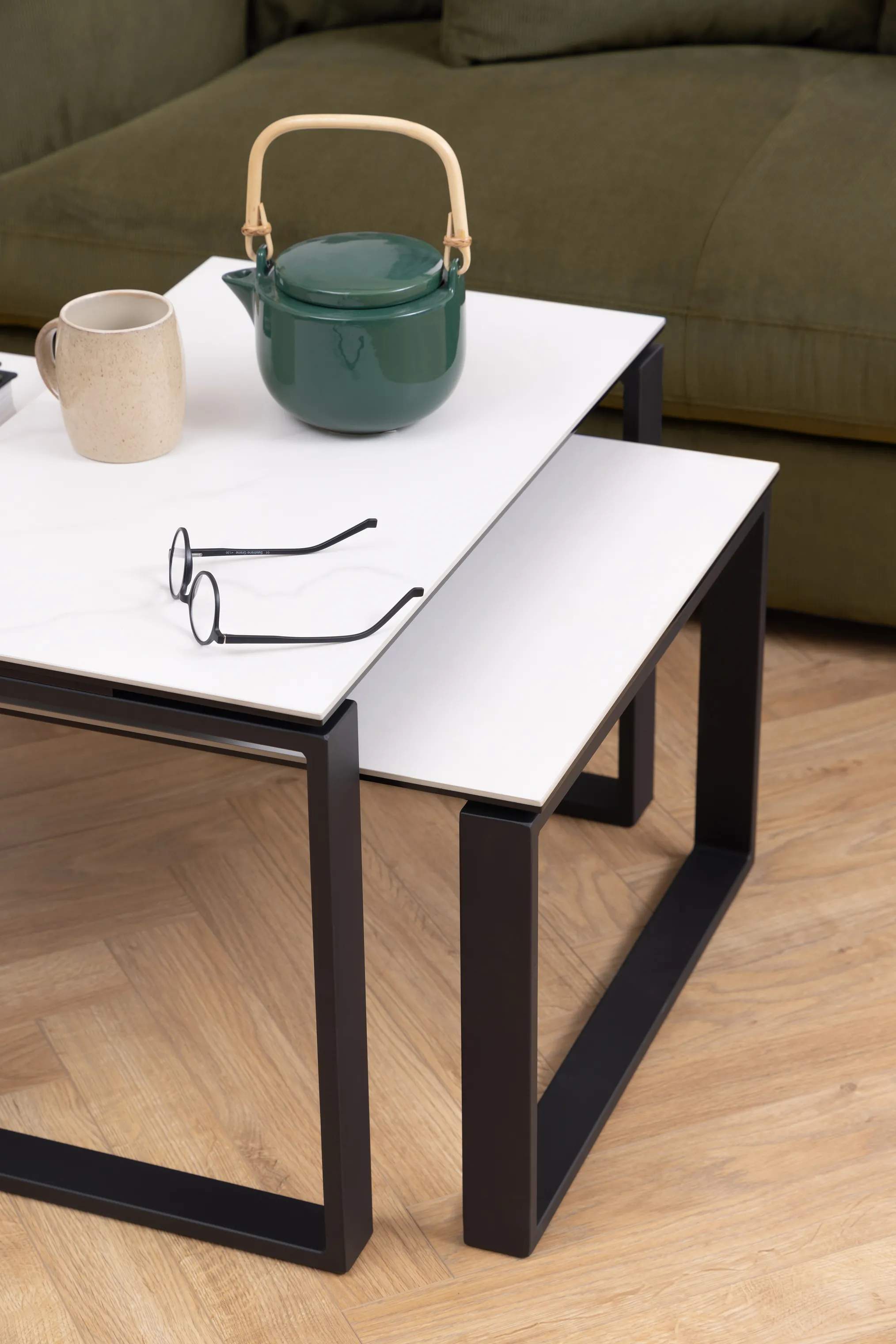 CASA Living Sofaborde Katrine Sofabordssæt - 2 stk i Hvid Akranes/sort, 2