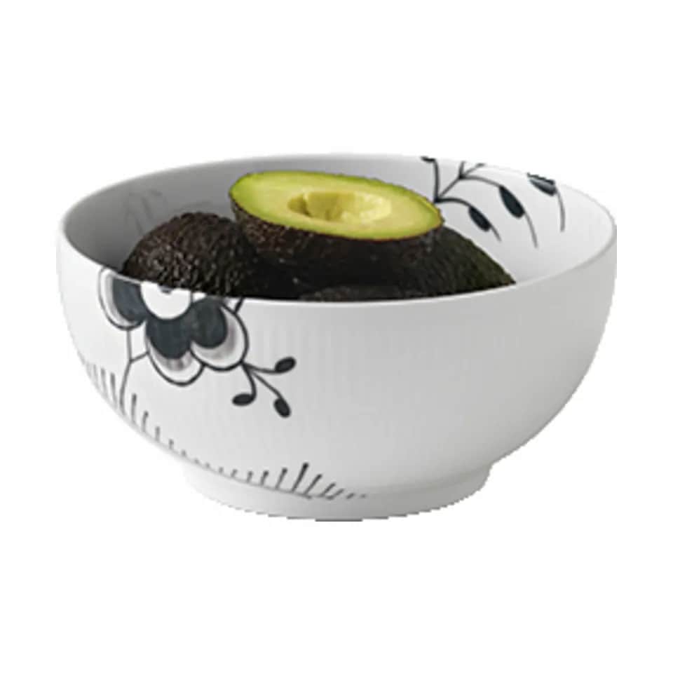 Royal Copenhagen Serveringsskåle Sort Mega Riflet Skål i Sort/hvid, 18 cm, 3