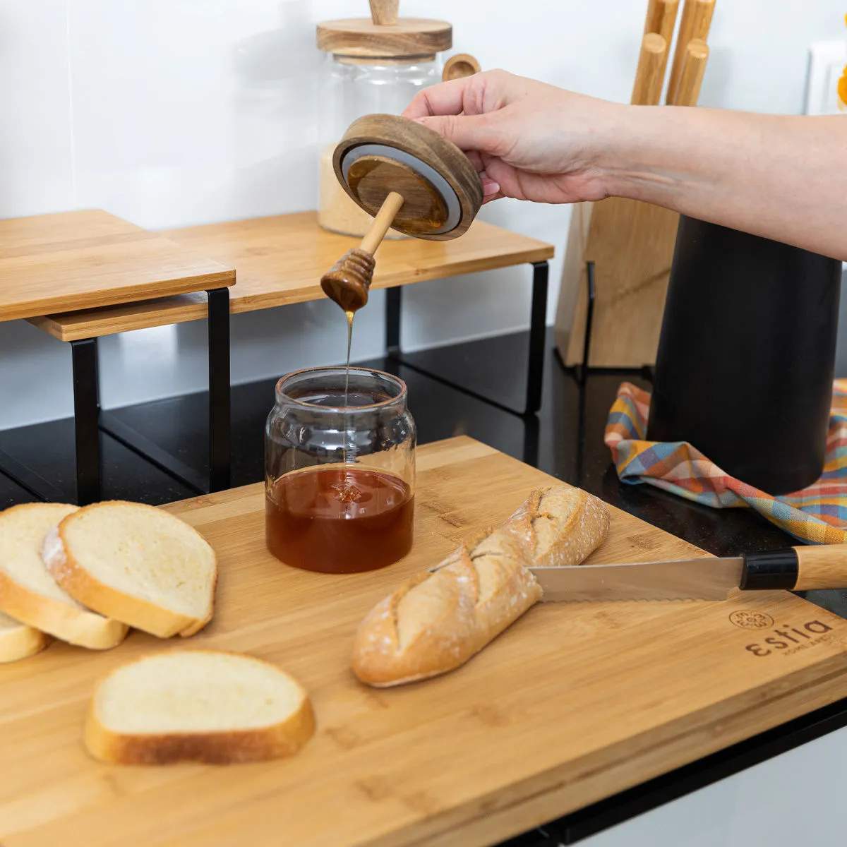 Estia Home Opbevaringsglas Honningbeholder i Klar, 3