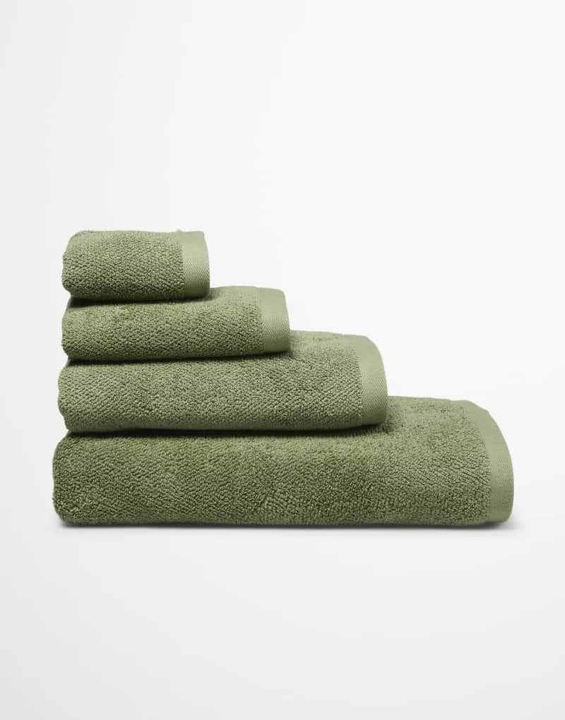 Marc O'Polo Håndklæder Timeless Gæstehåndklæde i Moss green, B30 x L50 cm, 3