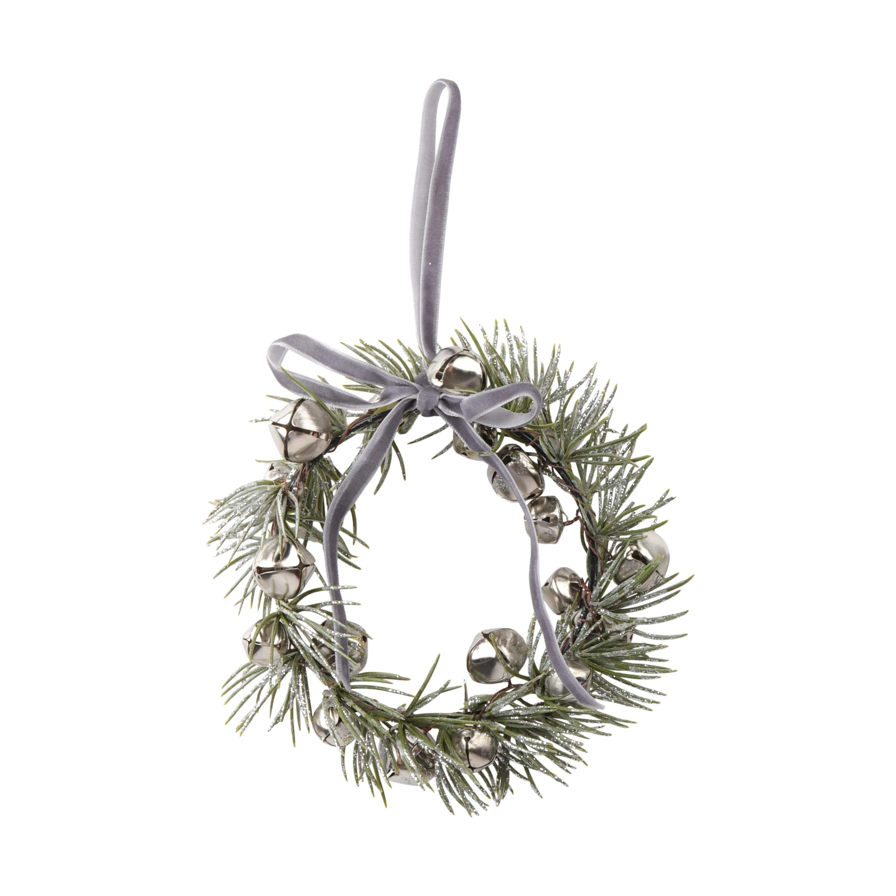 Casa Christmas Kunstige blomster Krans i grøn/sølv/blå, 1
