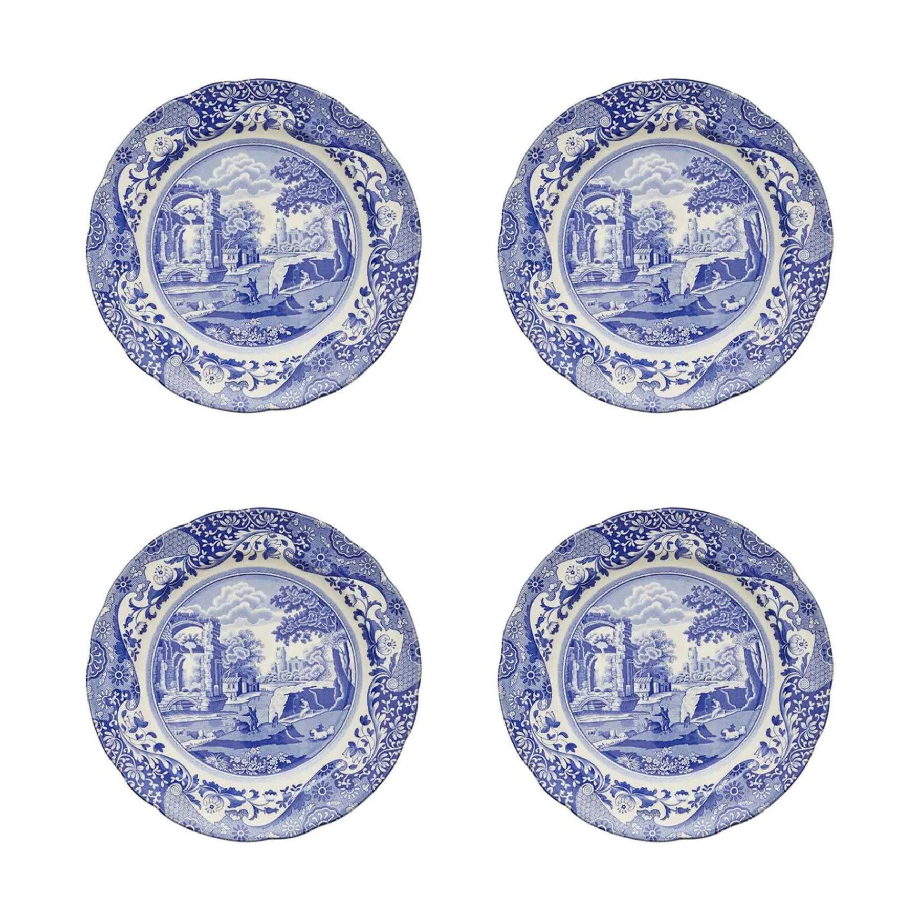 Spode Frokosttallerkener Blue Italian Blue Italien Frokosttallerken - 4 stk. i Blå/hvid, 1