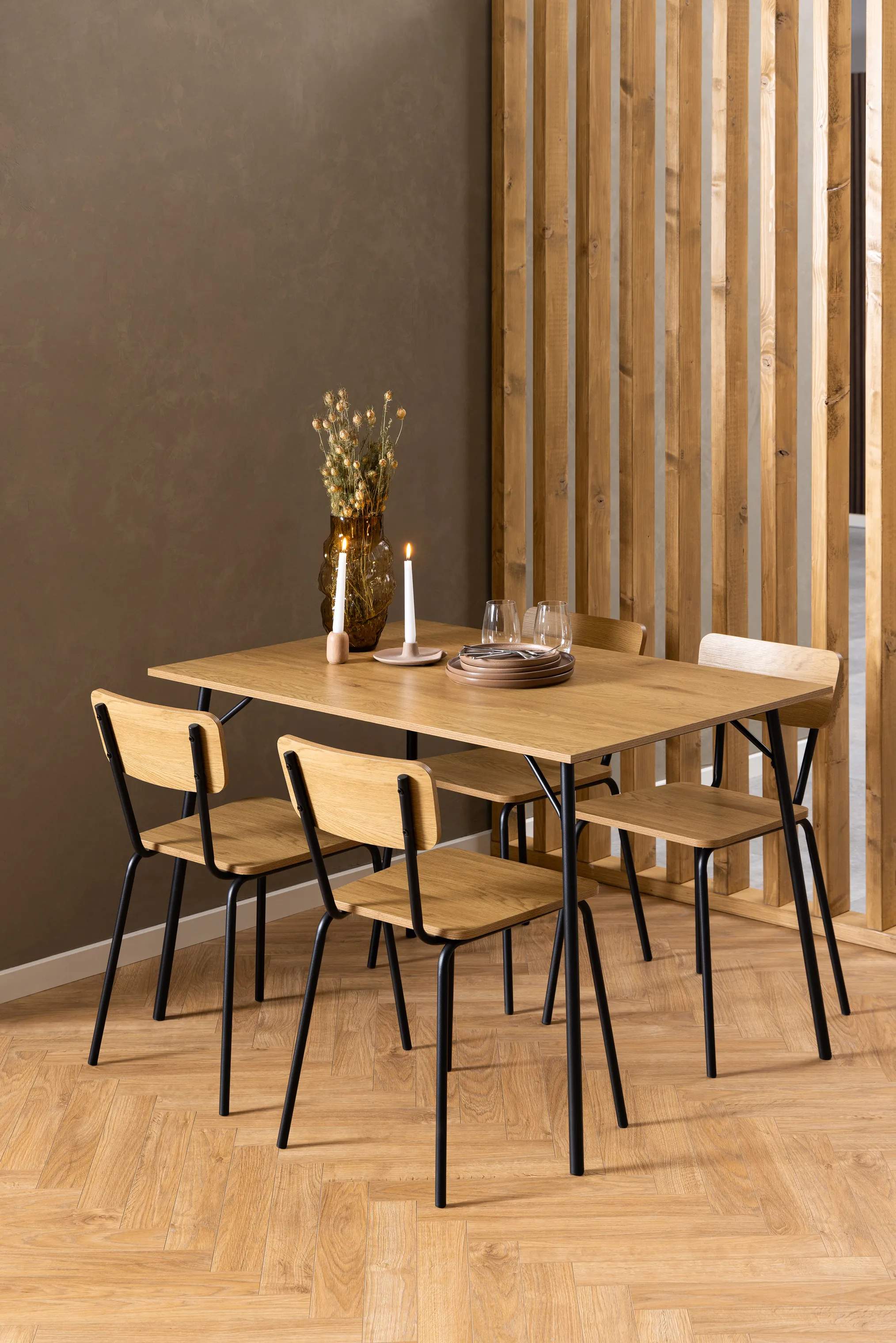 CASA Living Spisebordsstole Peru Spisebordsstol - 4 stk. i Brun/sort, 3