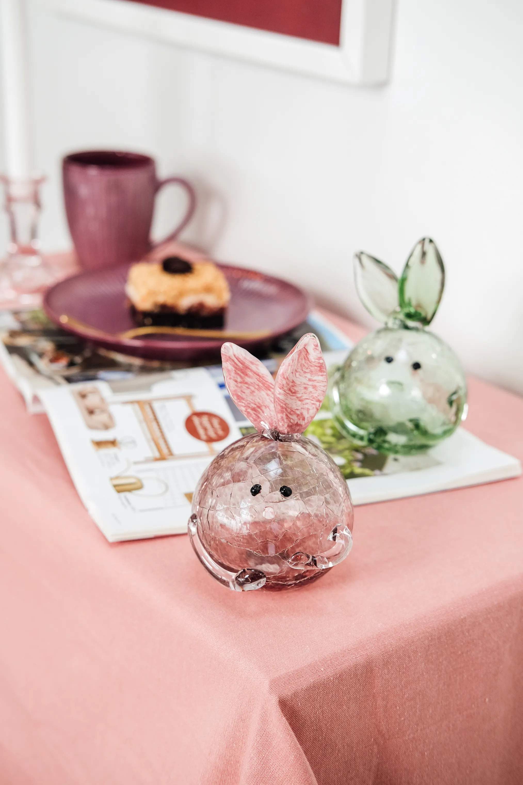 CASA Living Påskefigurer Glaskanin i Rosa, 2