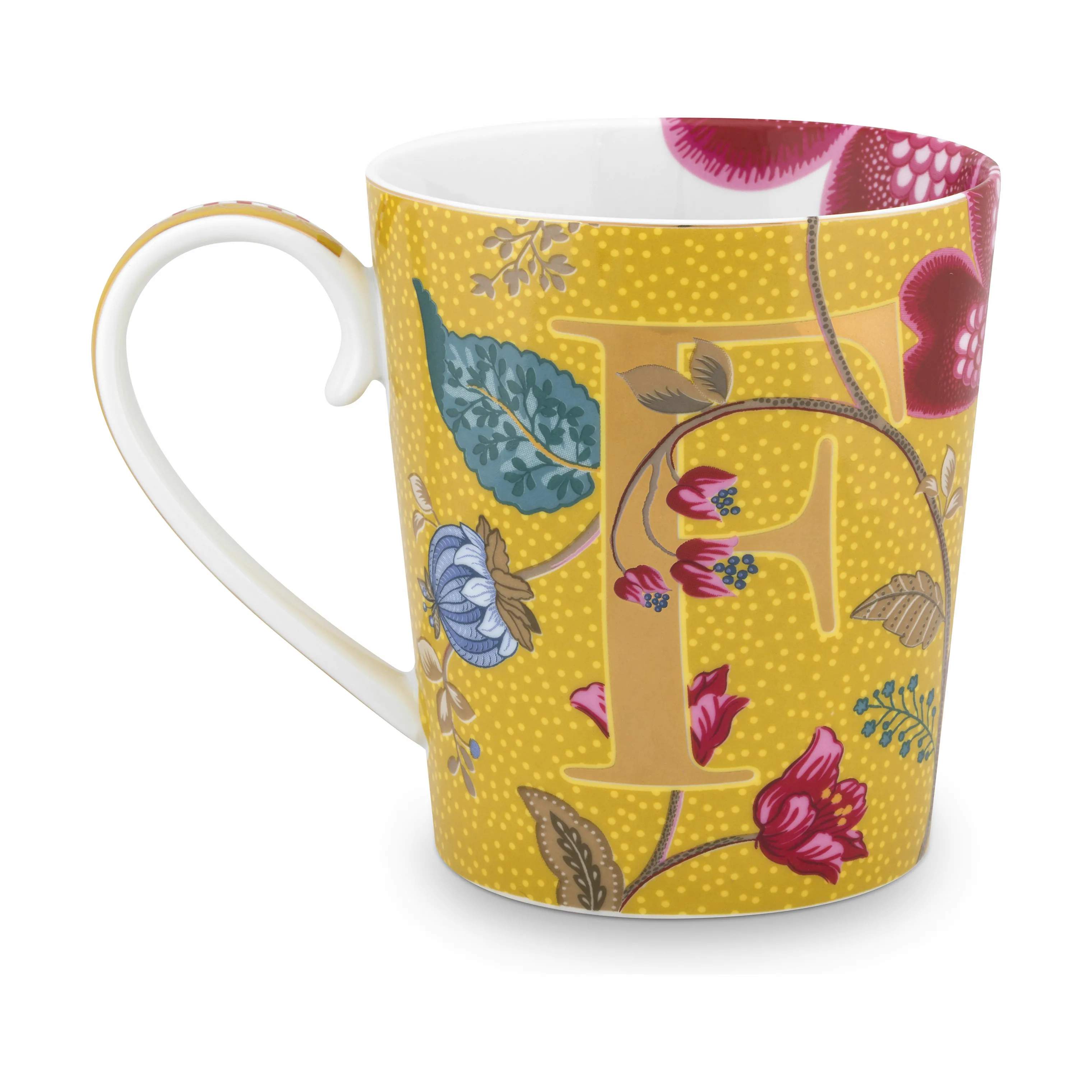 Floral Fantasy Alfabet Krus - F, yellow, large