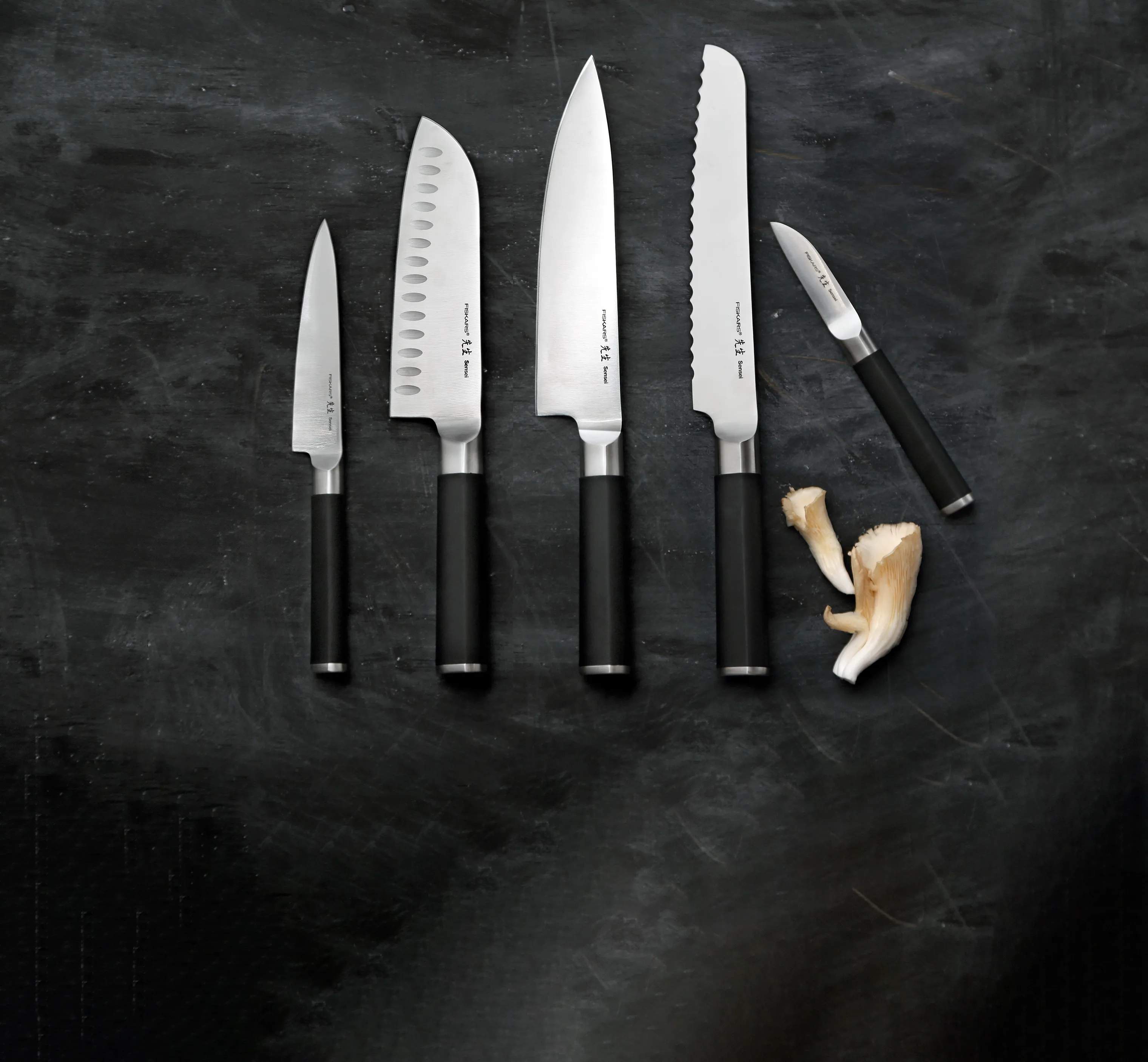 Fiskars Knivblokke med knive Sensei Knivblok - 6 dele i Sort, 2