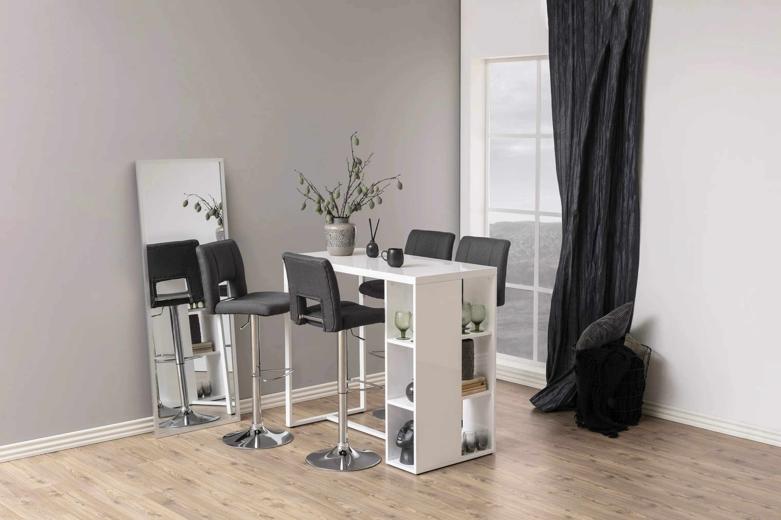 CASA Living Barstole Sylvia Barstol - 2 stk i Mørkegrå/krom, 2