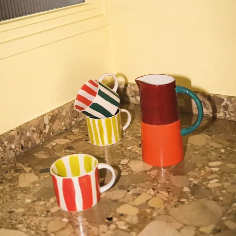 Urban Nature Culture Krus og kopper med hank Tazza Kaffekop i Orange/striber, 2