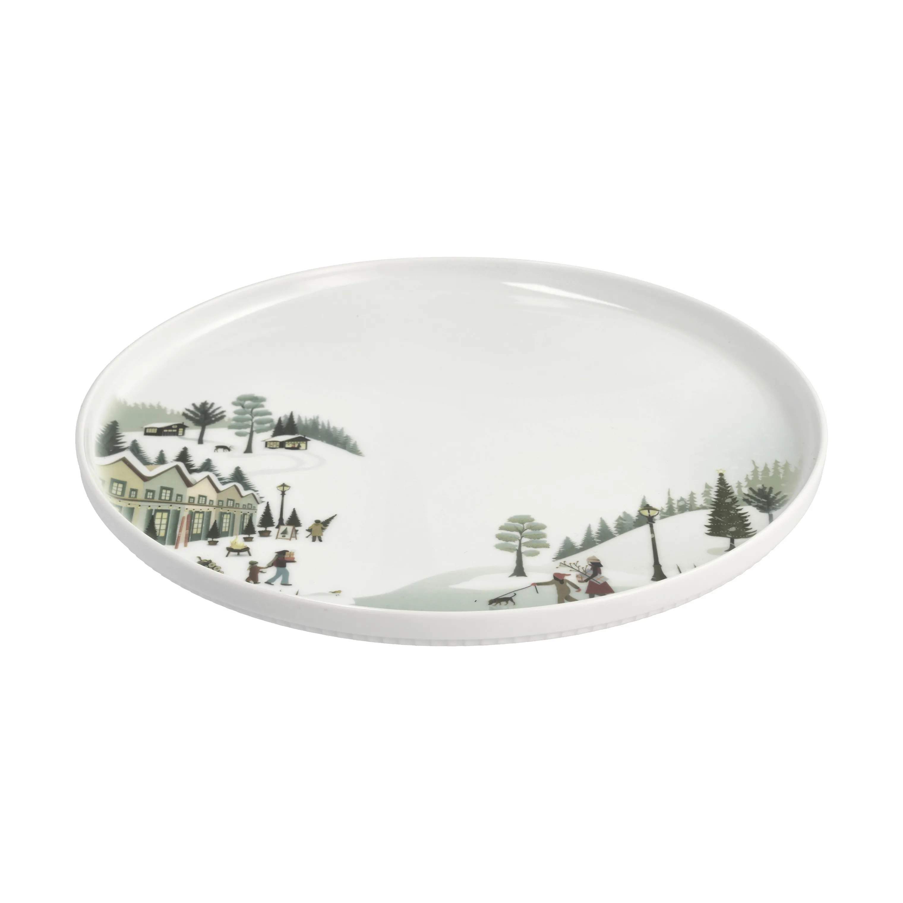 Pillivuyt Middagstallerkener Vinter Tallerken i Hvid/rød/grøn/brun, 26 cm, 4