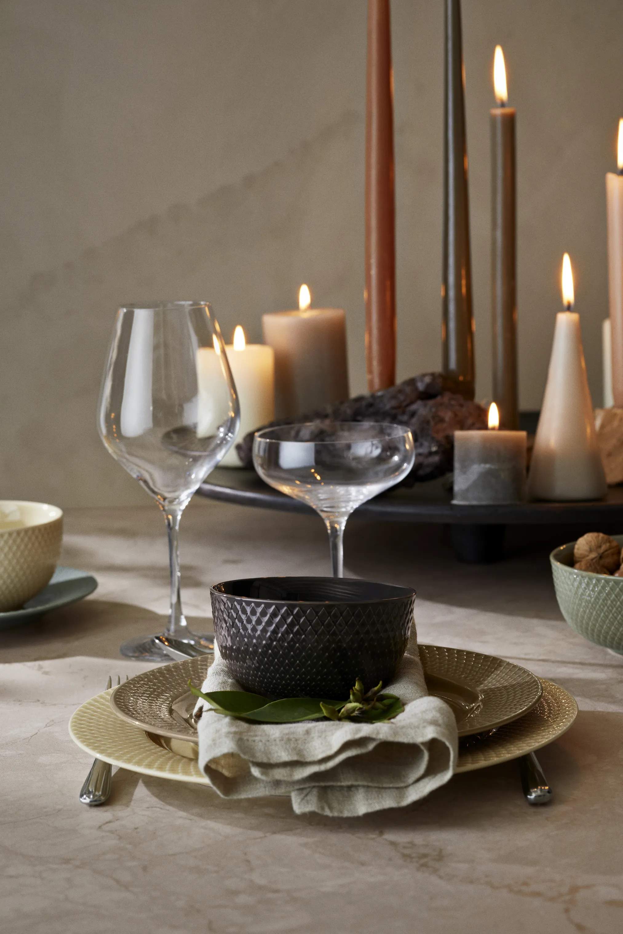Lyngby Porcelæn Frokosttallerkener Rhombe Earth Frokosttallerken i Clay, 3