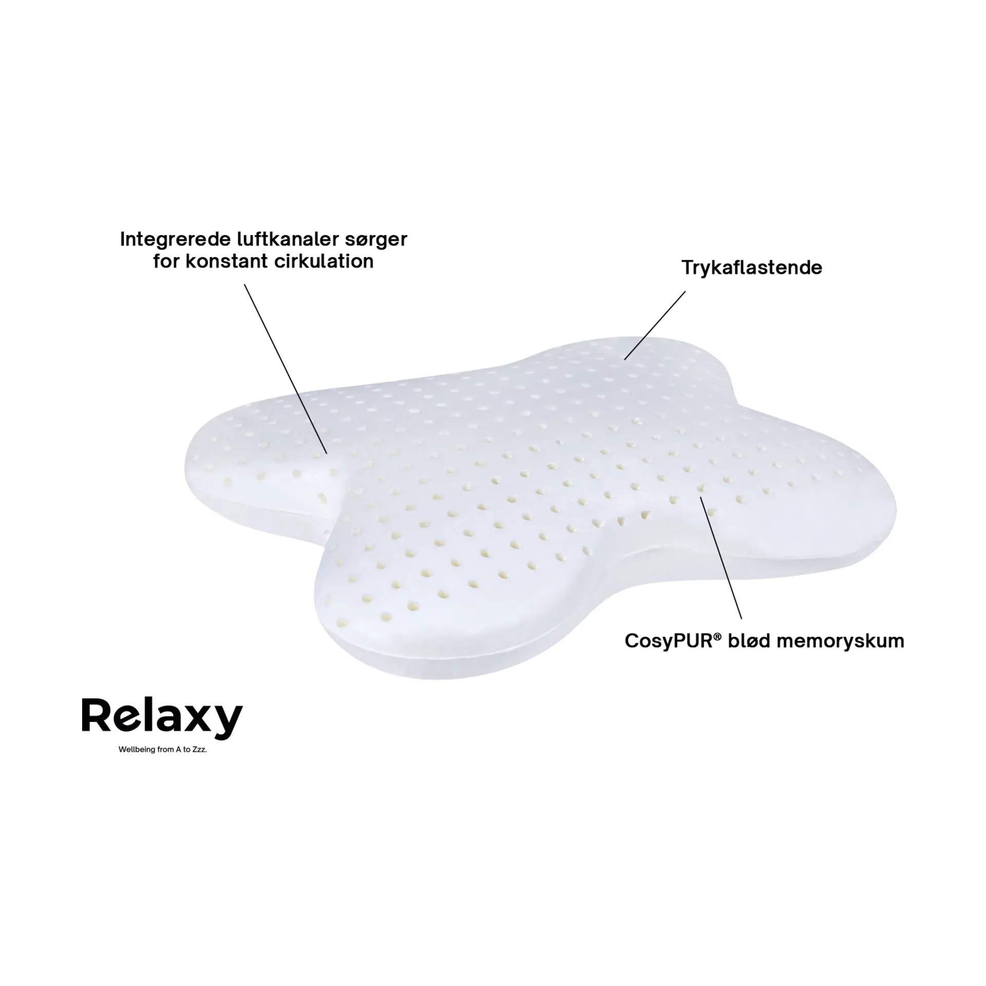 Relaxy Hovedpuder Star Memoryfoam Hovedpude i Hvid, 4