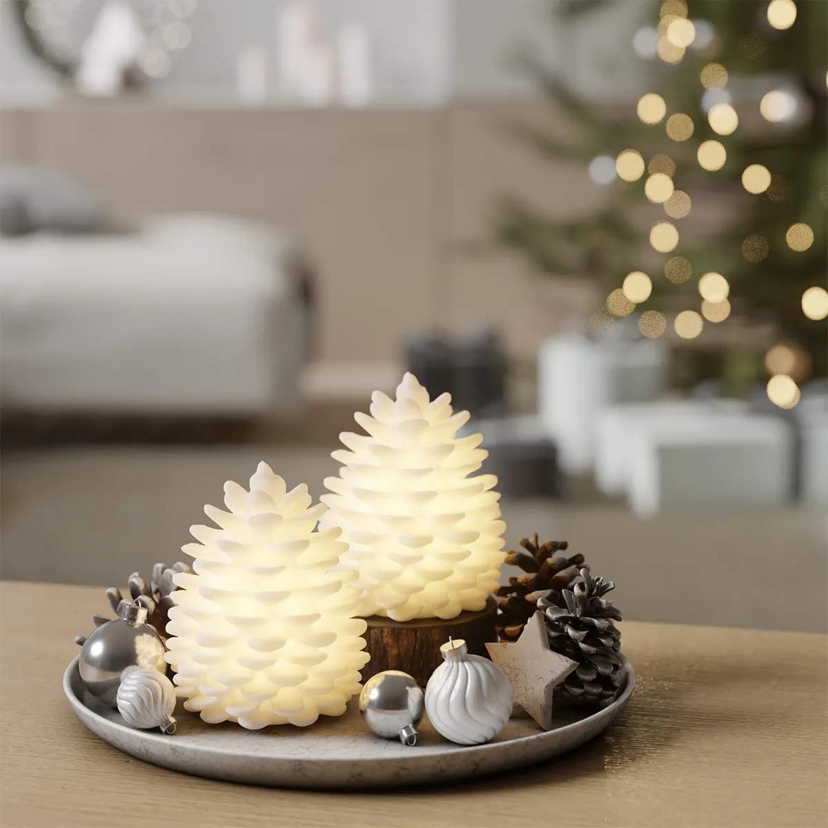 Deluxe Homeart LED-lys LED Kogle - 2 stk. i Hvid, 4