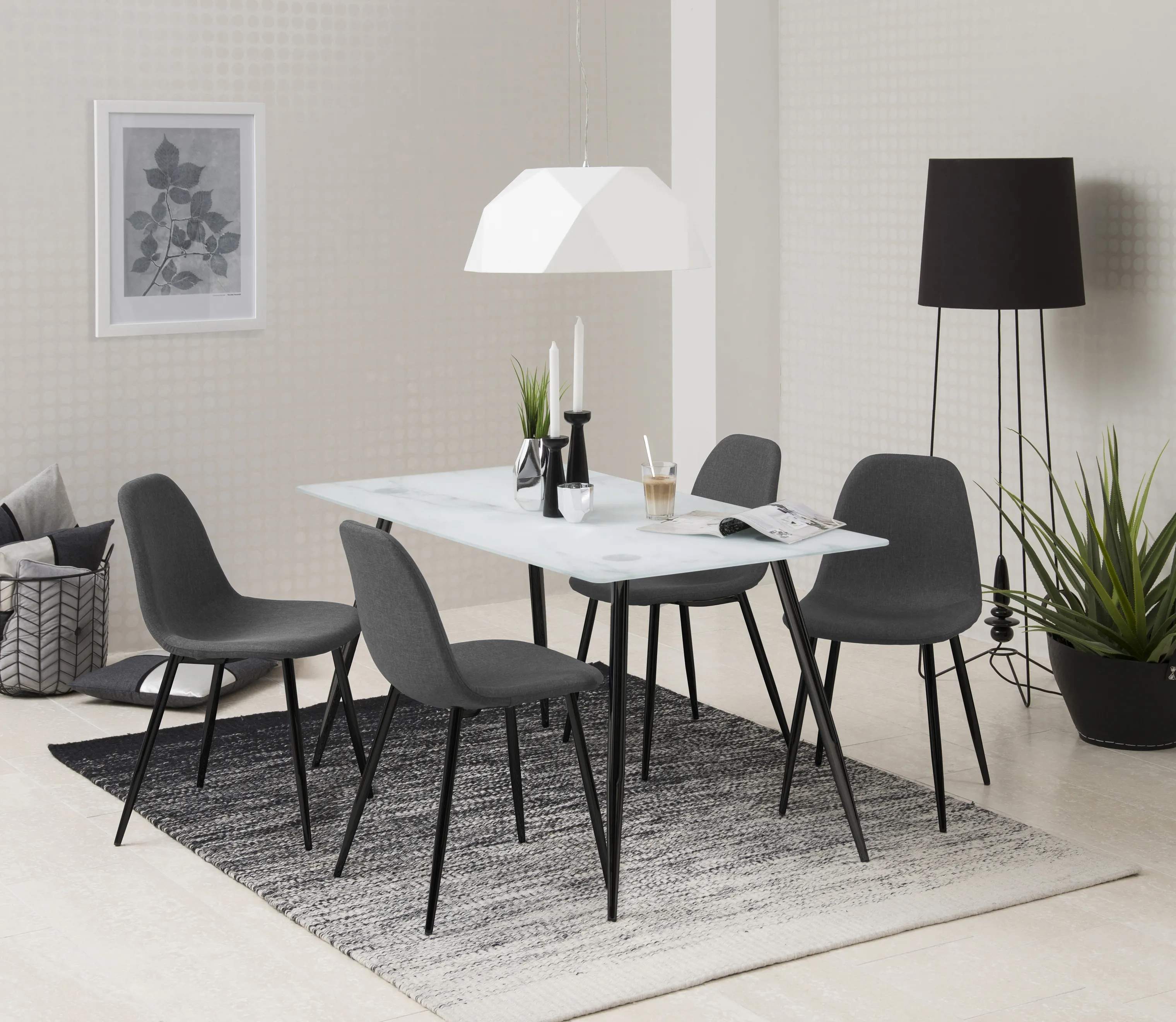 CASA Living Spisebordsstole Wilma Spisebordsstol - 4 stk. i mørkegrå/sort, 2